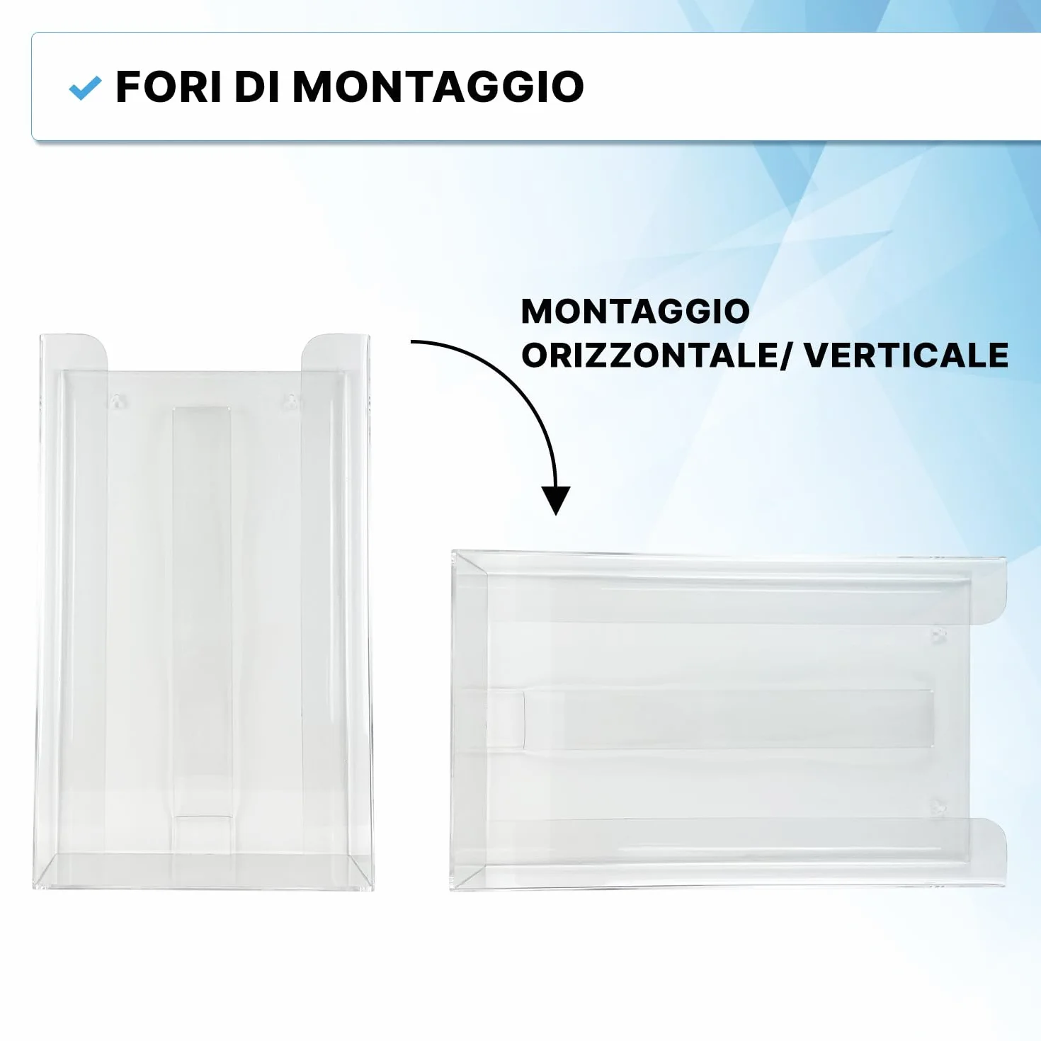 ARNOMED Porta guanti in lattice 3 dispenser parete per 3 scatole acrilico trasparente 24,6x8,1x41 cm