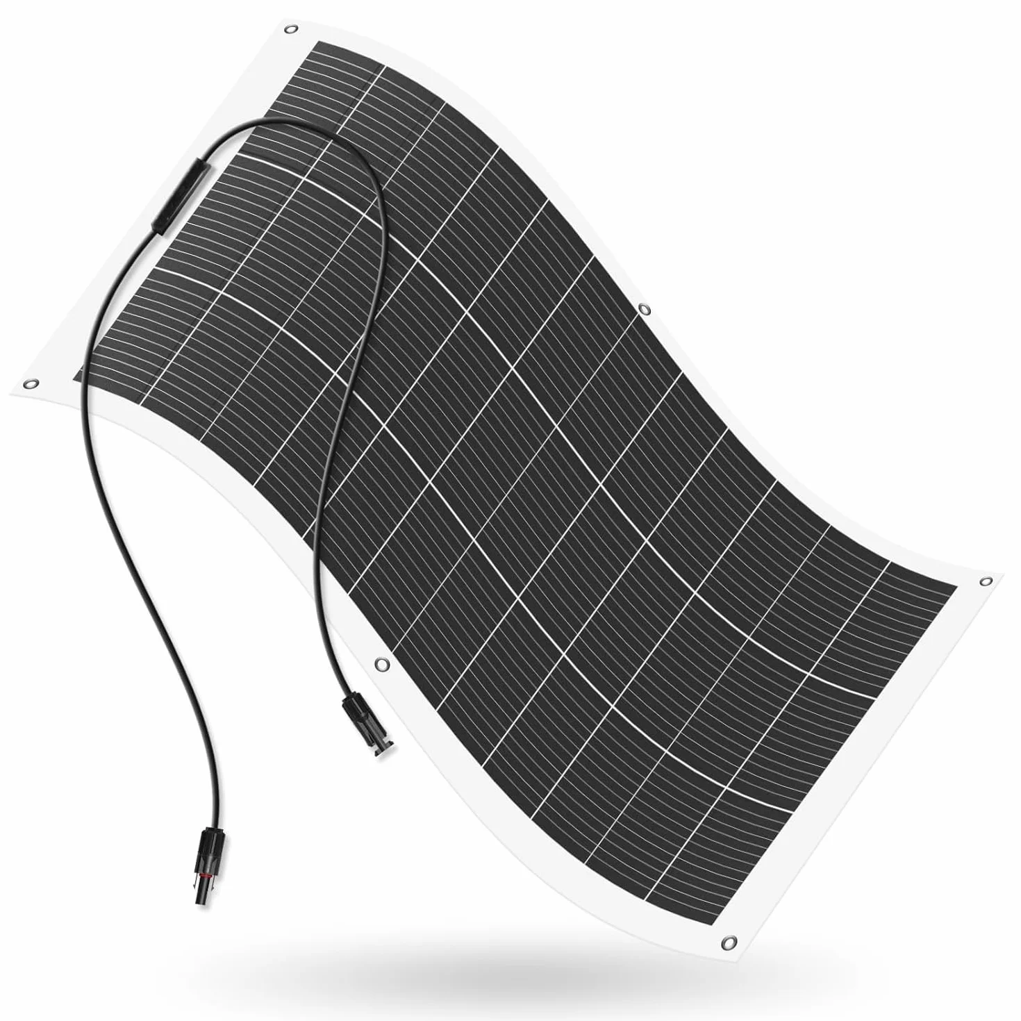 ECO-WORTHY Pannello Solare Flessibile Monocristallino da 130 W 12 V, Pannello Solare con Cavo di Ricarica per Camper, Auto, Barca, Batterie da 12 Volt