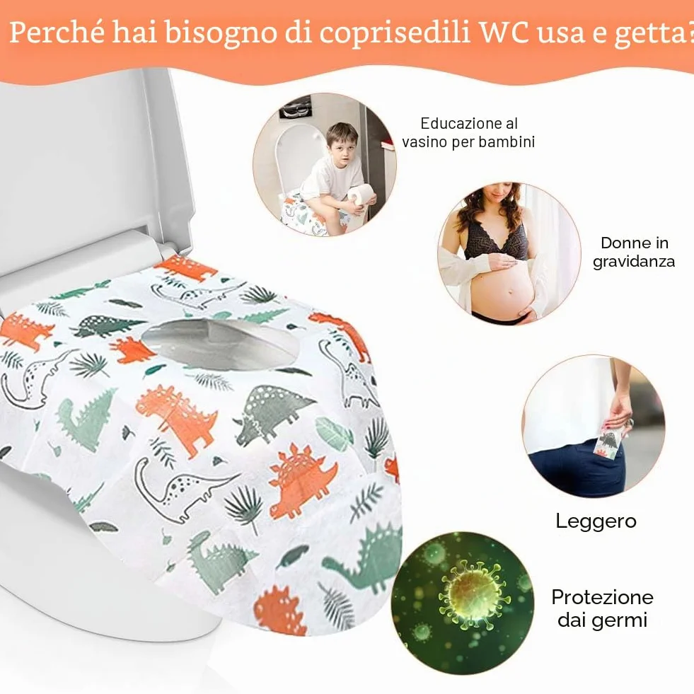 Flintronic 24 Pezzi Copriwater USA e Getta Portatili, Copertura Igienica Monouso Ecologico Antibatterico, Tessuto Non Tessuto Impermeabile per Viaggi
