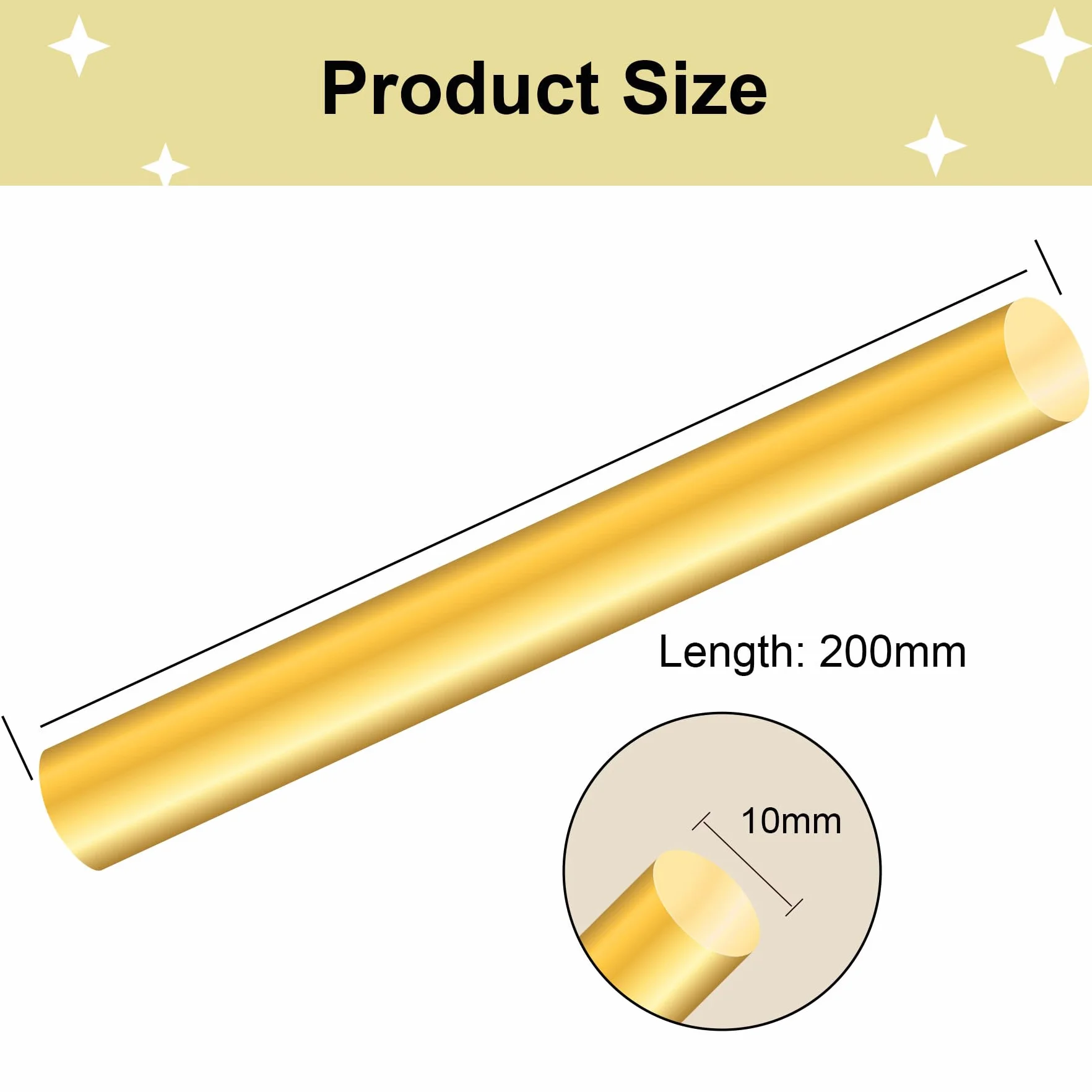 iMeistek Barre in Ottone Massiccio 10 mm 200 mm per Tornio Modelli RC Fai da Te