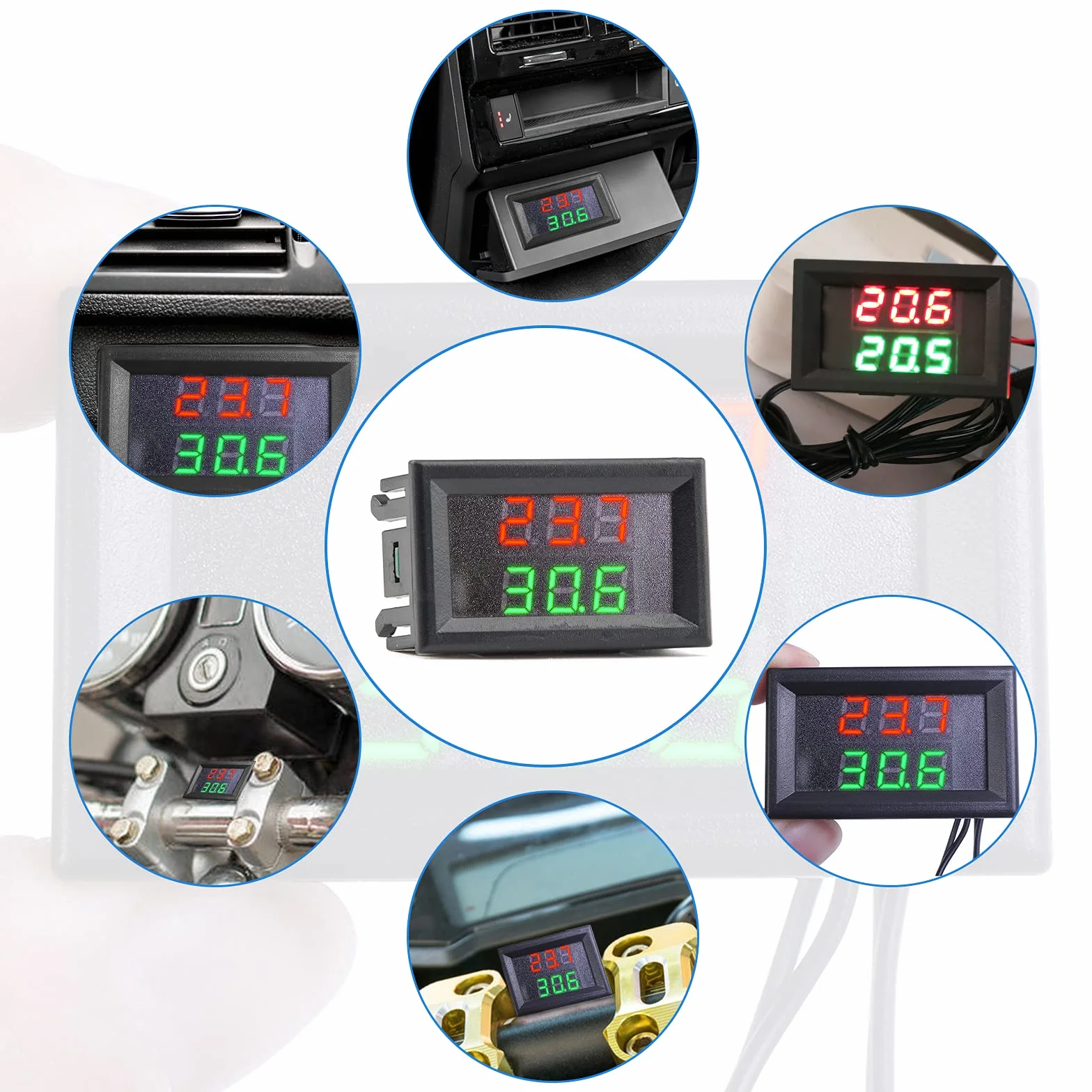 Aideepen DC 4-28V Precisione Doppio Display Digitale Termometro Monitor Pannello Meter NTC Impermeabile Sonda In Metallo