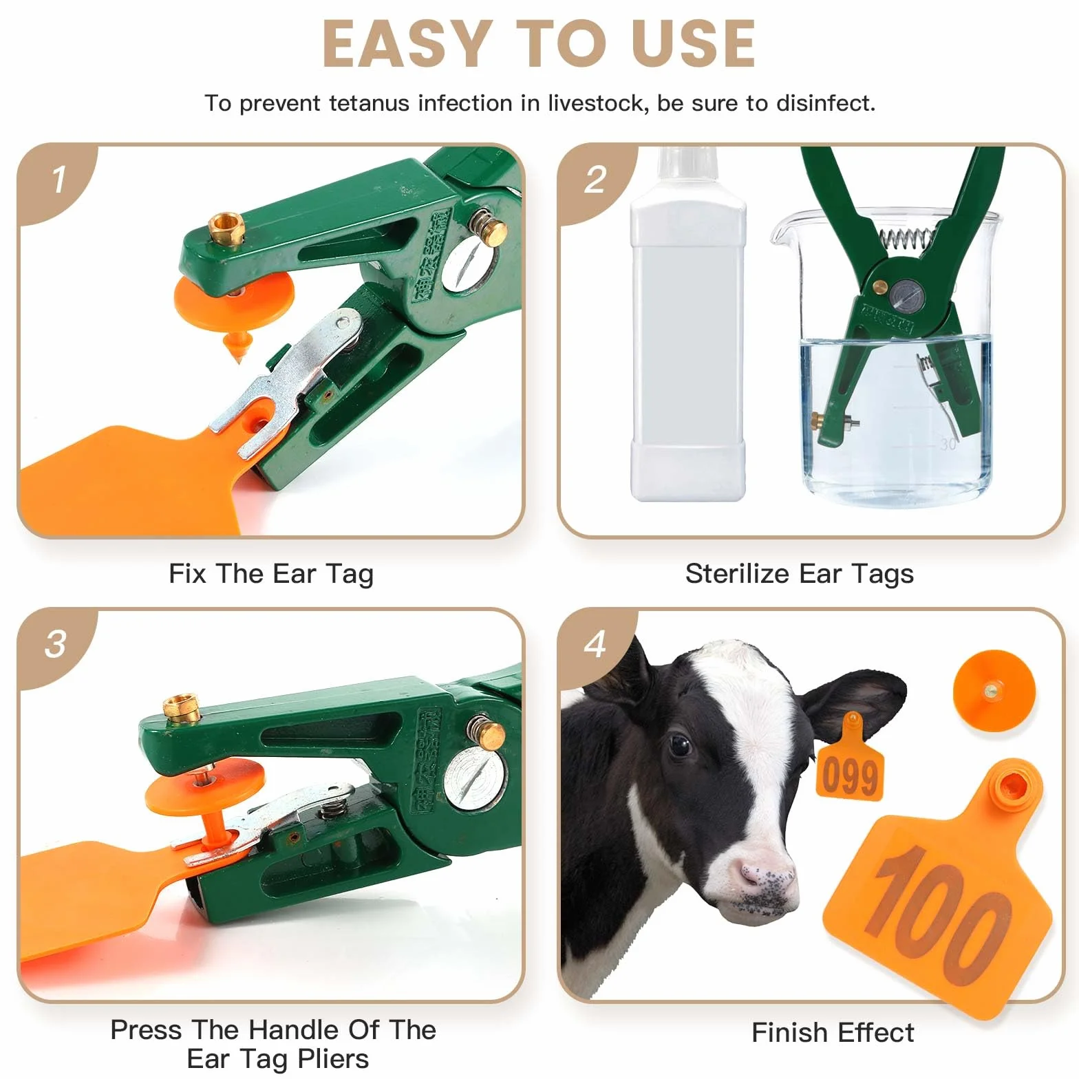 Etichette per orecchie per bestiame grandi dimensioni plastica 001-100 identificative mucca pecora capra