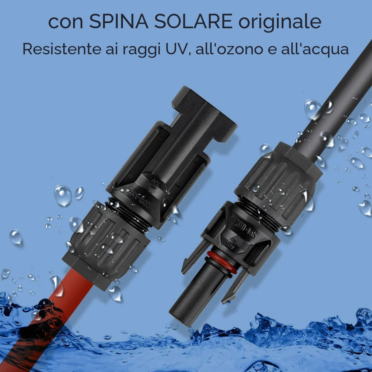 Cavo di collegamento 6 mm² 5m solare per modulo e regolatore di carica