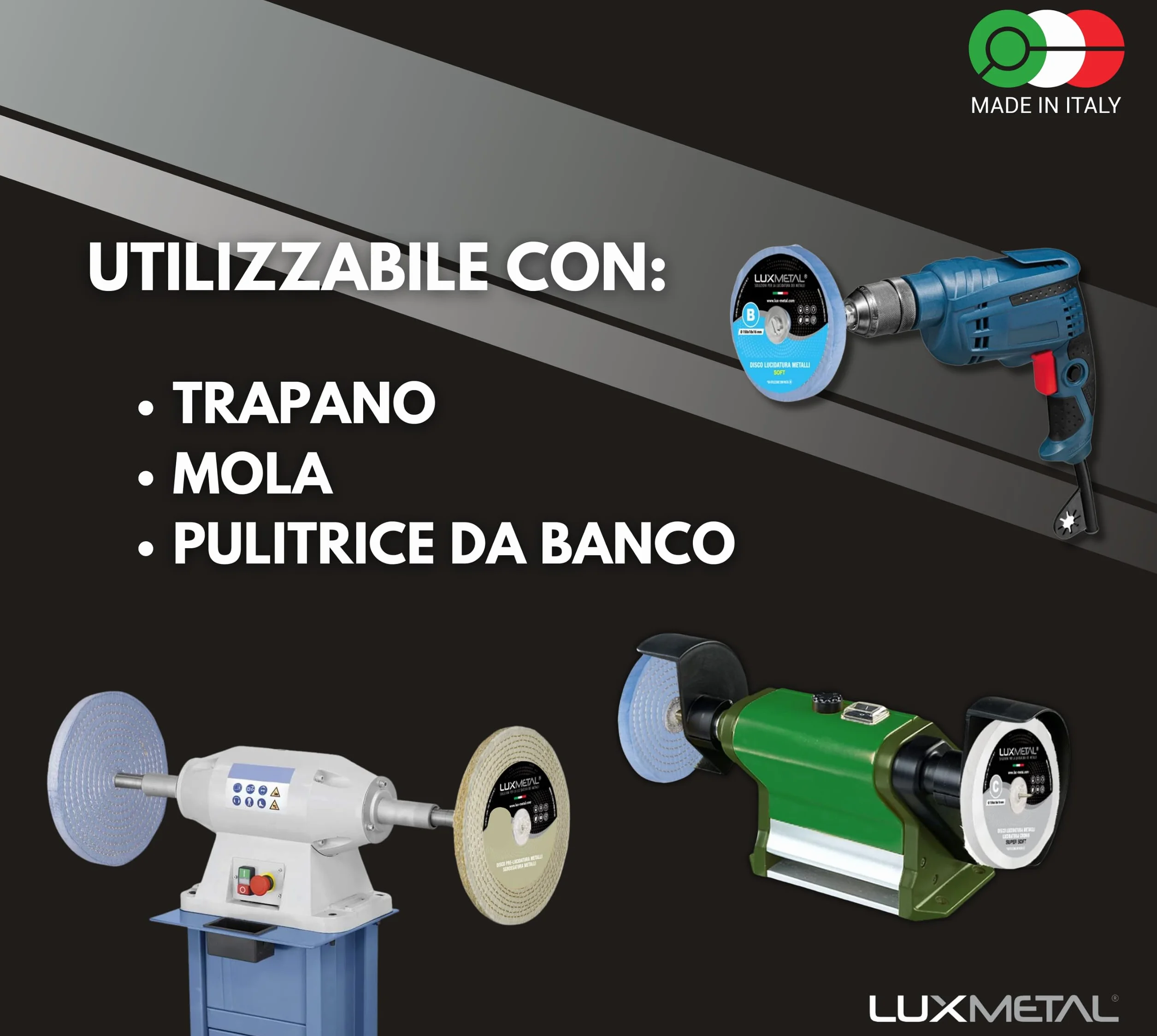 Lux Metal Disco Lucidatura Ultra Soft 100 mm In Cotone Flanella Dischi Lucidare A Specchio Alluminio Metalli Acciaio Inox