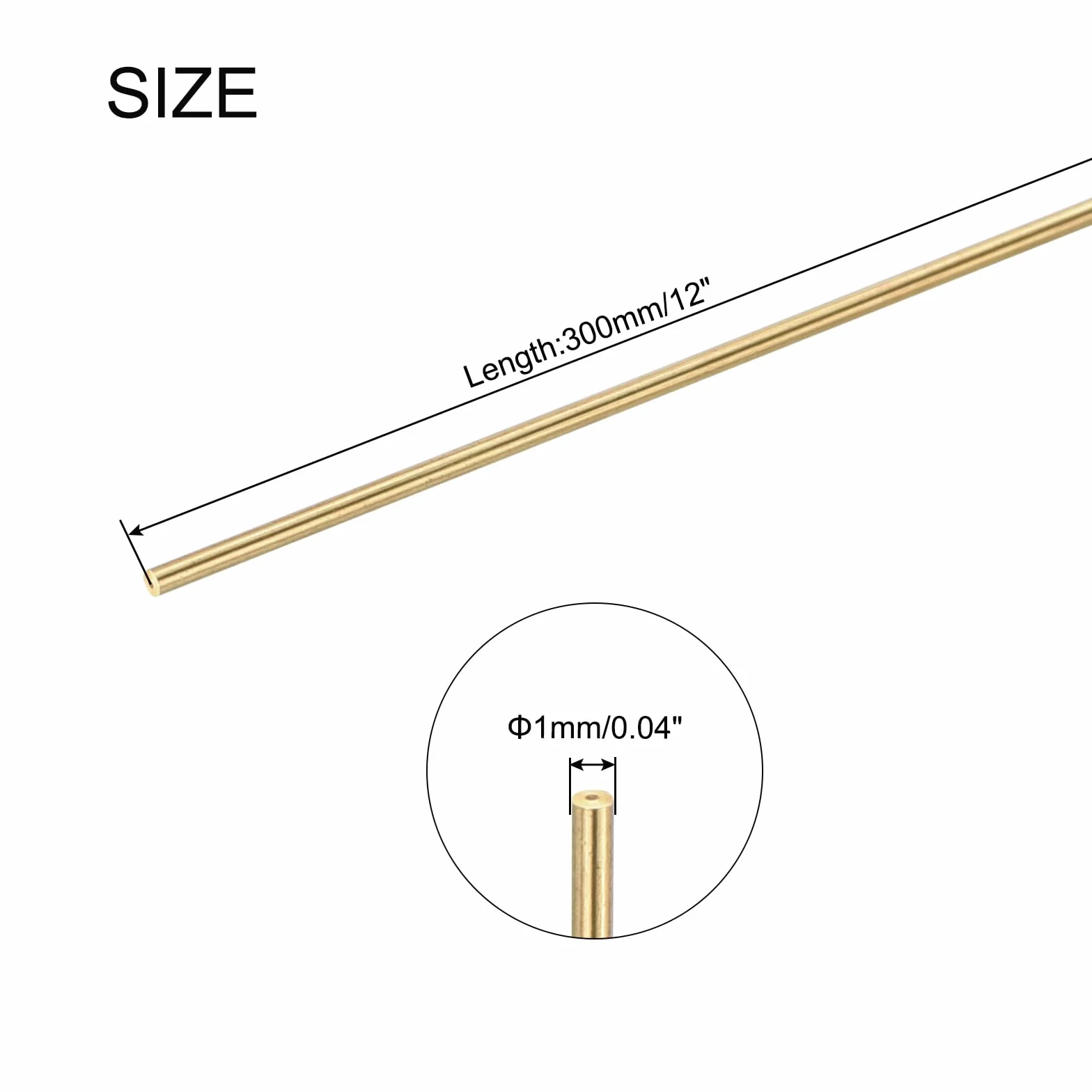 Asta Tonda in Ottone 1x300 mm, Asta Solida per Tornio Modellismo Fai-Da-Te, 10 Pezzi