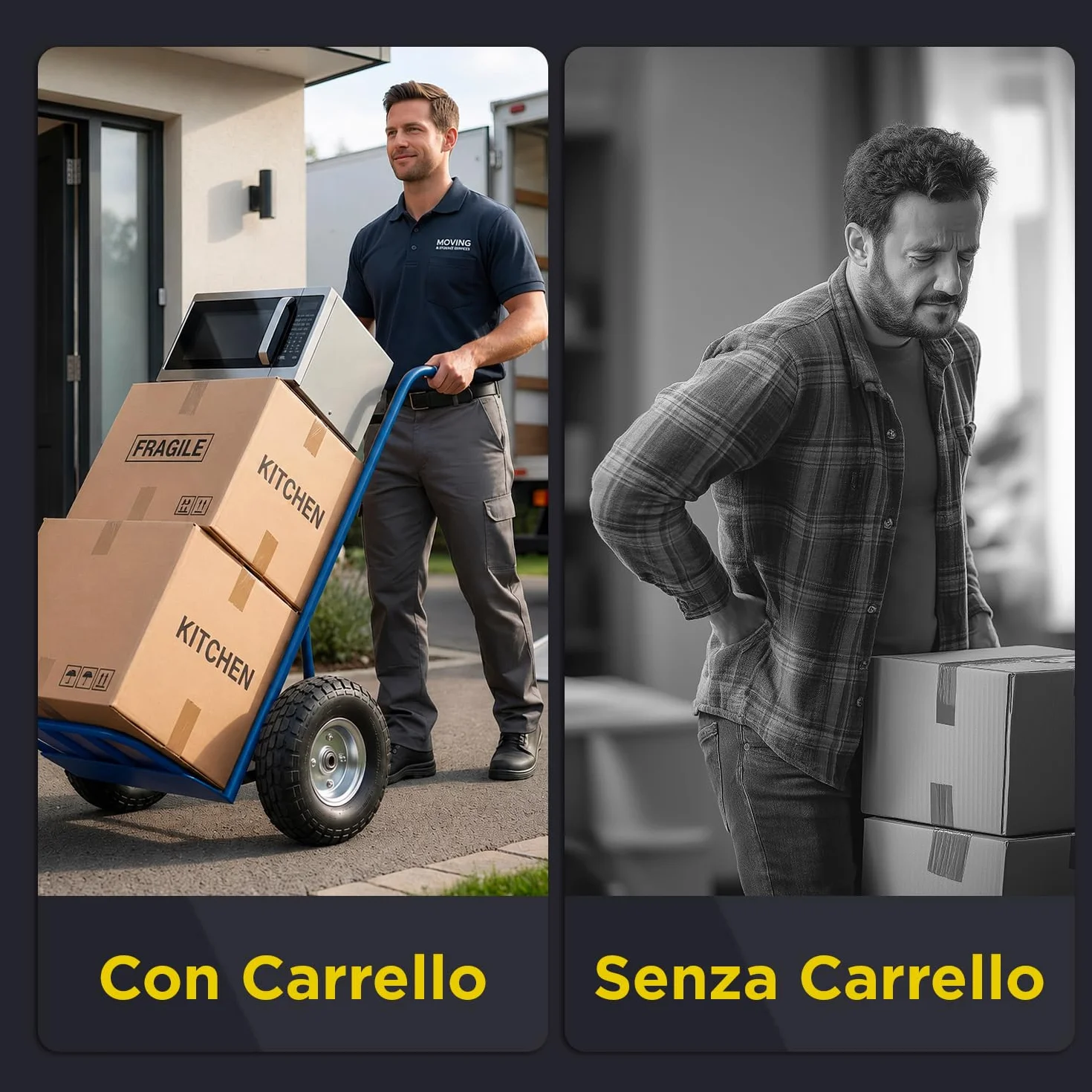 Avilia - Carrello Portapacchi con 2 Ruote Pneumatiche – Struttura in Metallo, 250 kg | Carrello Saliscale con Manico Ergonomico, Multiuso Traslochi, Edilizia, Terreno (Blu, Chilogrammi, 250)