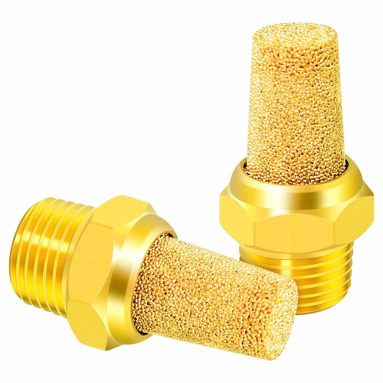TAILONZ PNEUMATIC Silenziatore di in bronzo sinterizzato 1/4 pollice BSP Corpo in ottone sporgente confezione da 10