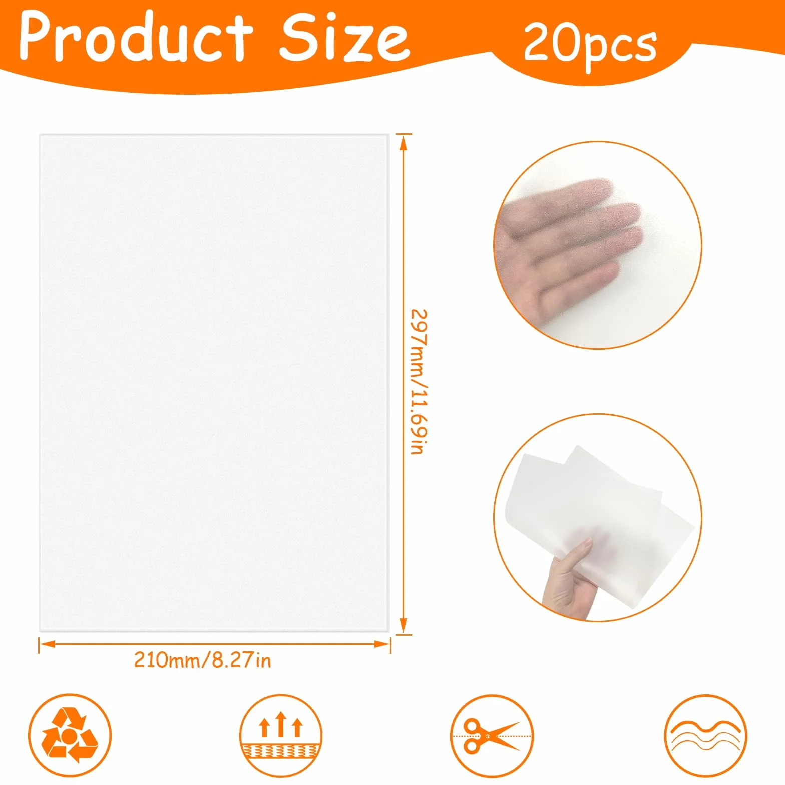 Plastica Termoretraibile A4 (20x29cm) 20 Fogli - Shrink Plastic Stampabile, Carta Termoretraibile, Schrumpffolie per Portachiavi, Artigianato (Stile 1)