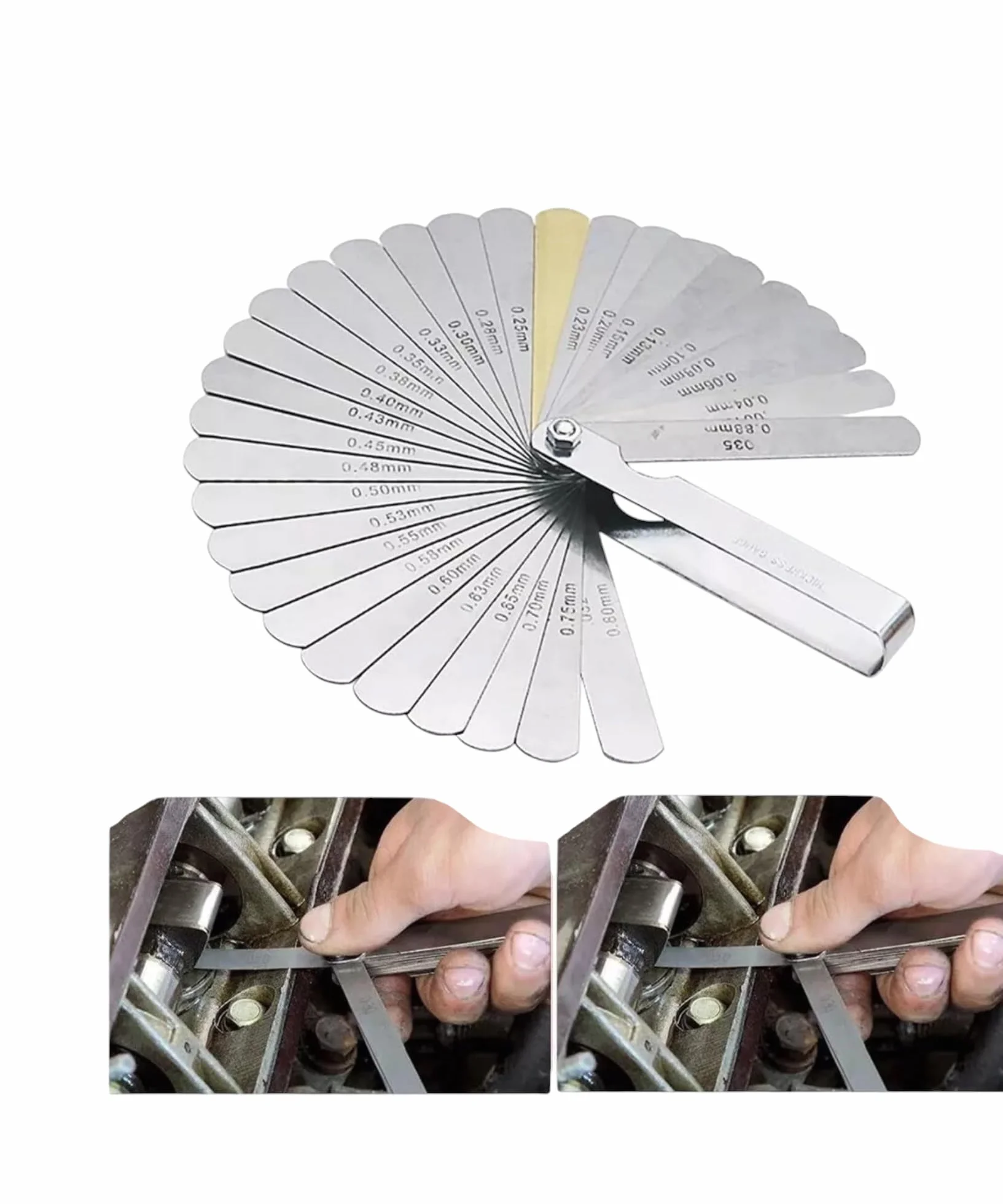 Spessimetro Valvole di Precisione 32 Lame Acciaio Inossidabile 0.04-0.88mm Strumento di Misura Metrici Imperiali