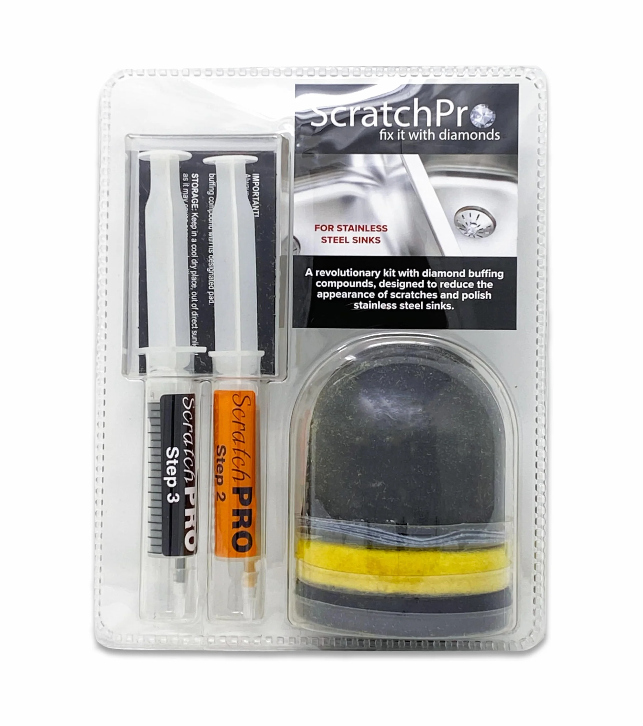 kit per la rimozione graffi e lucidatura acciaio INOX lavelli
