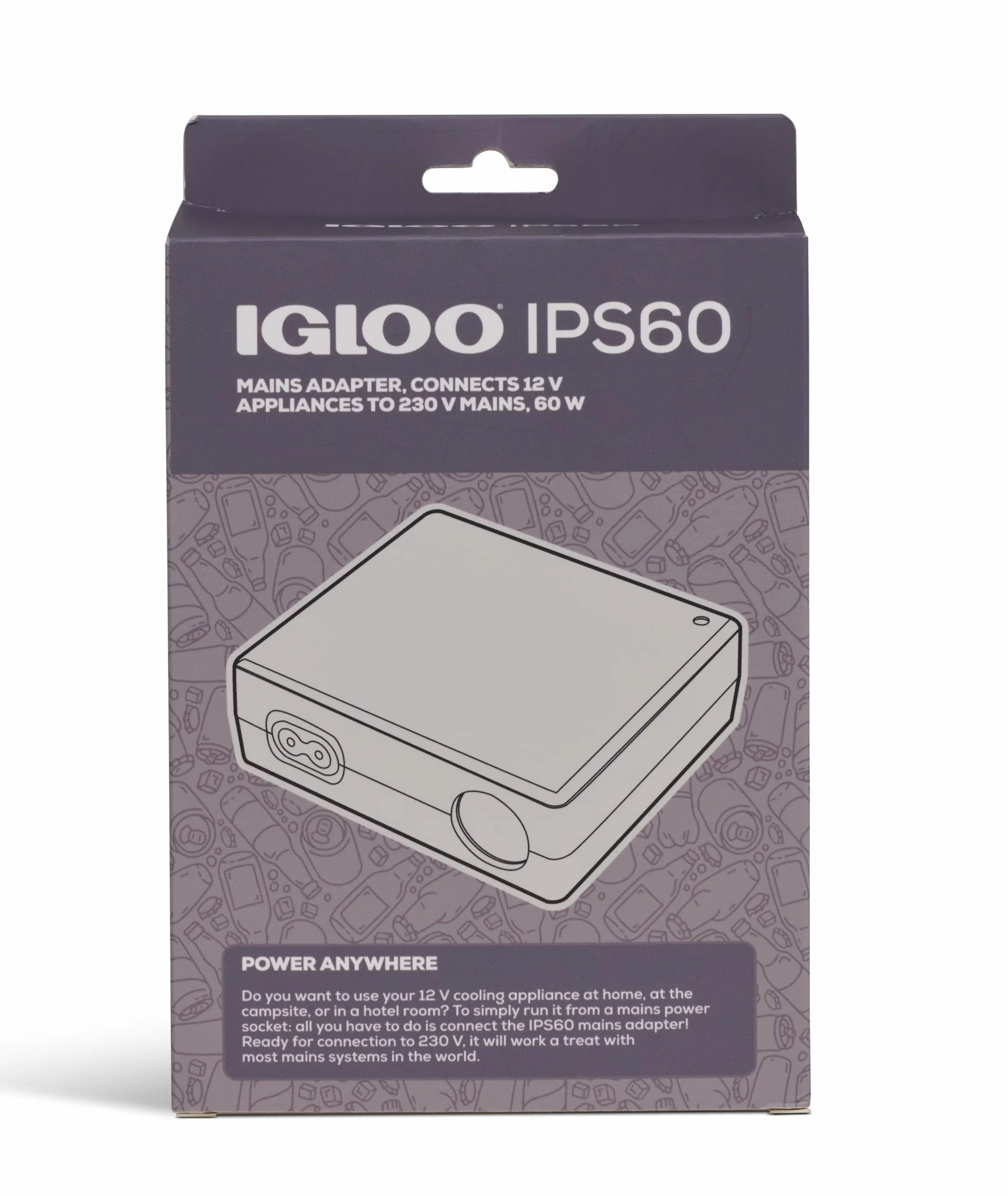 IGLOO IPS60 Inverter 12V / Convertitore – adattatore per frigoriferi termoelettrici tramite presa accendisigari – affidabile, compatto & sicuro – ideale per auto, camper, barca & outdoor