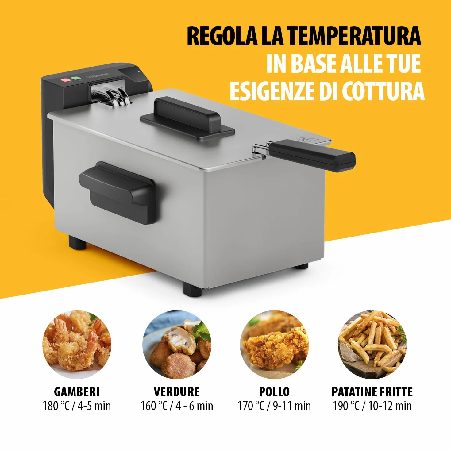 Tristar Friggitrice in Acciaio Inox 3L Temperatura Regolabile 190°C FR-9326