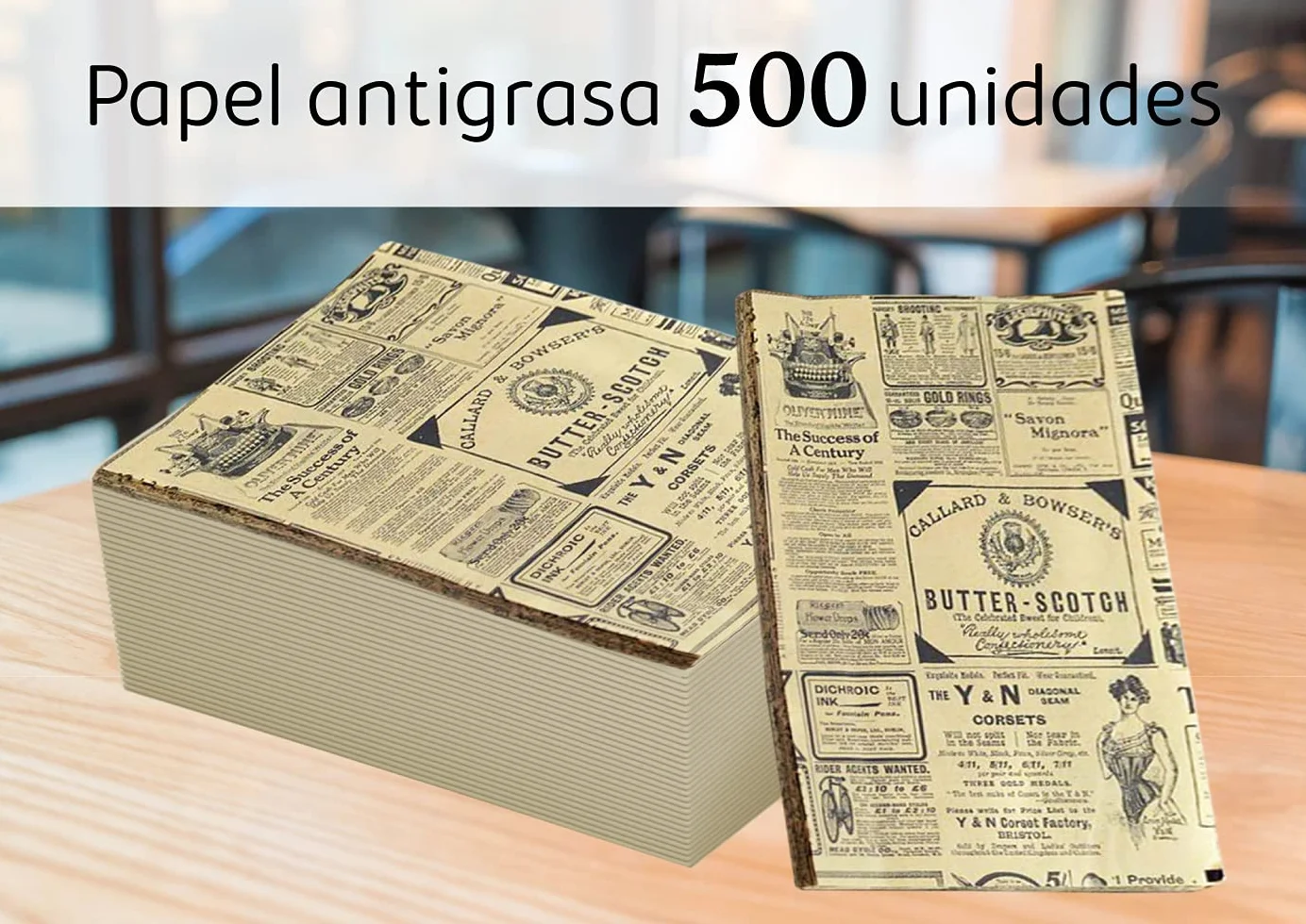 Hostelnovo - 500 fogli di carta kraft antigrasso per alimenti - Misura unica 32 x 20 cm - ideale per confezioni di patatine e qualsiasi tipo di contenitore