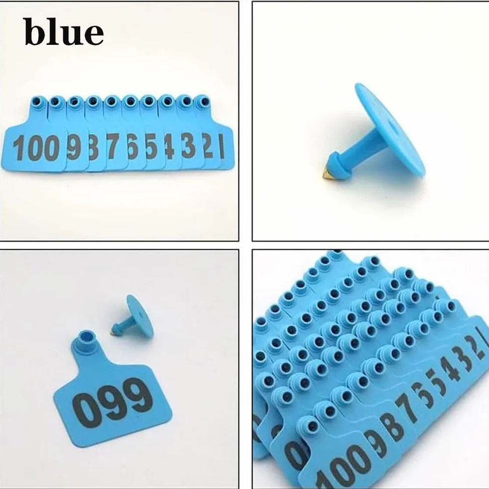 400 pezzi di marche auricolari per bestiame in PE per capre, bovini, ovini, suini, cani, cervi, allevamenti con numero 001-100/101-200/201-300/301-400 (blu, giallo, rosso, verde, arancione, rosa)