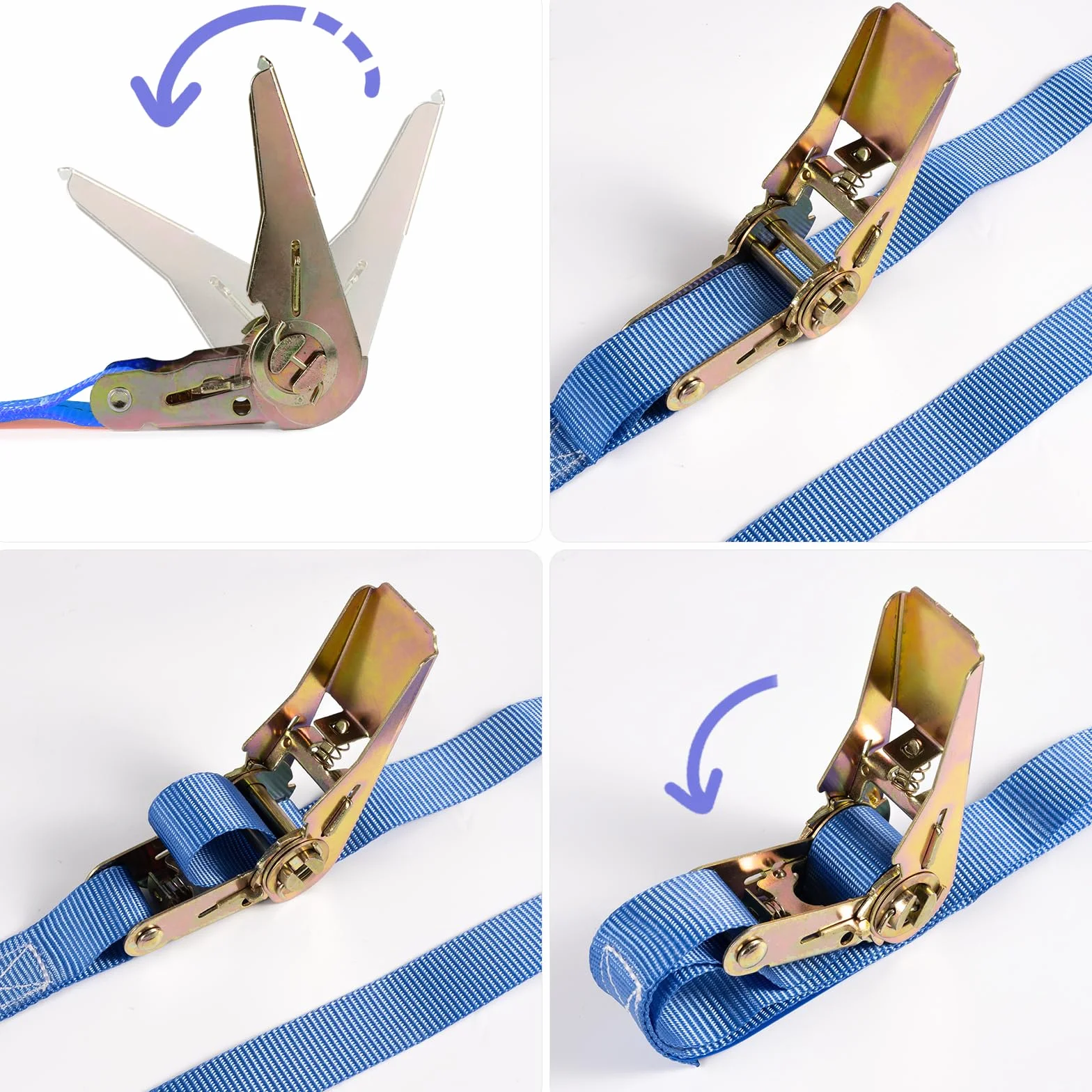 Carehabi Cinghia di fissaggi 4M,Set da 2 Pezzi,Lunghezza Fino a 800 kg,Cinghie di serraggio Per il trasporto di materiali,motocicli,biciclette,rimozioni,pacchi bagagli,camping(Blu)