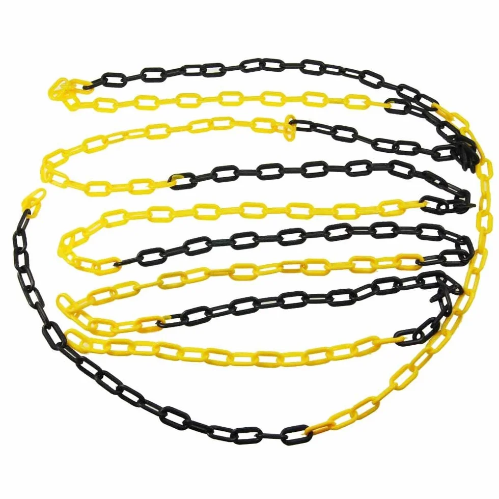 TOPWAY Barriera a Catena in Plastica 50 Metri 6mm x 50m Alta Visibilità Catena a Maglie in Plastica Nero e Giallo per Avviso di Sicurezza Parcheggio, Controllo della Folla, Traffico, Coda 363085