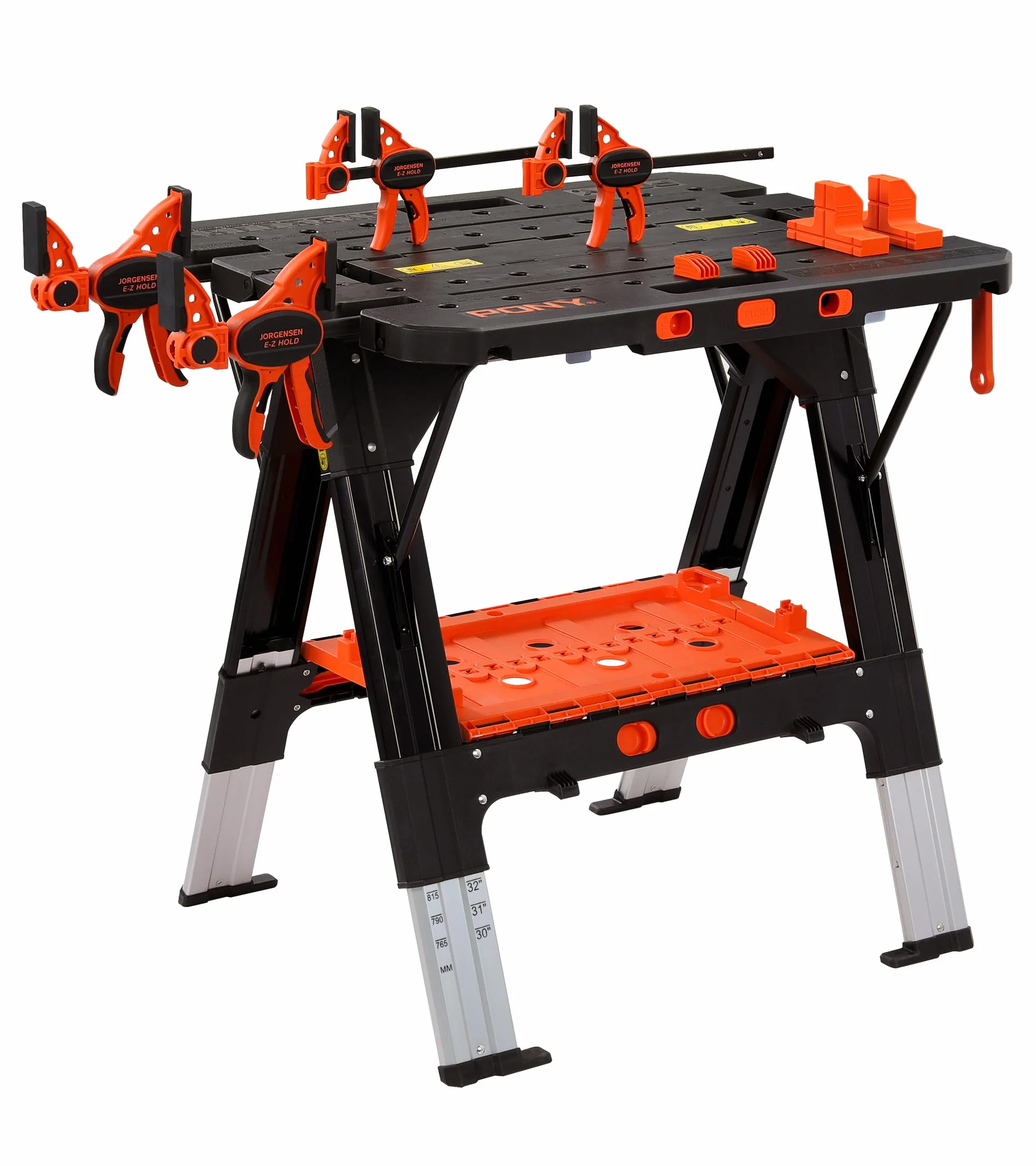 PONY Tavolo da lavoro 2 in 1 con 2 morsetti trigger