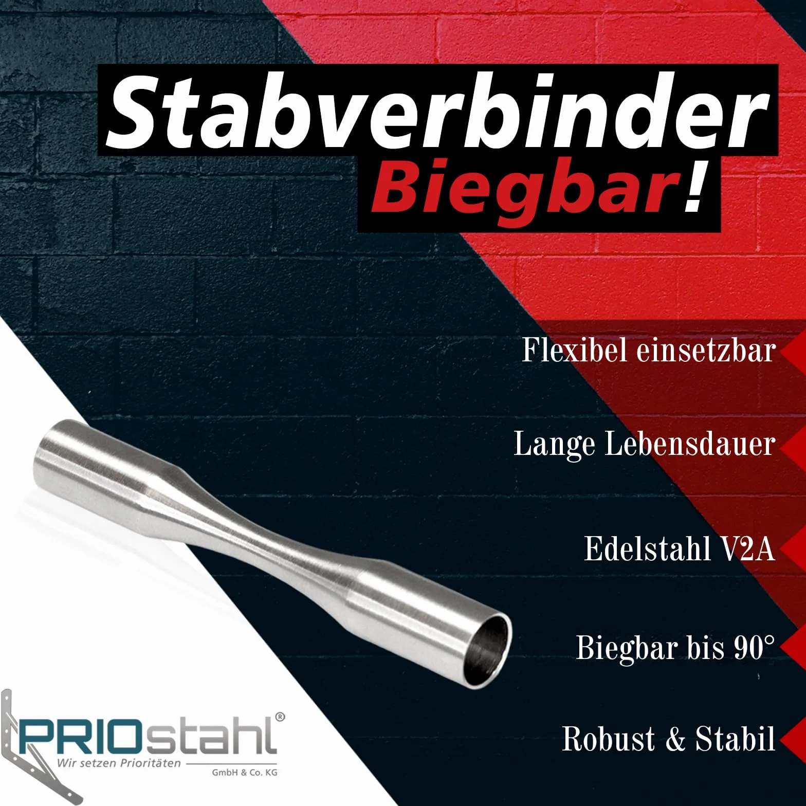 PRIOstahl Connettore flessibile asta di riempimento Ø 10 mm per ringhiere scale balcone terrazza
