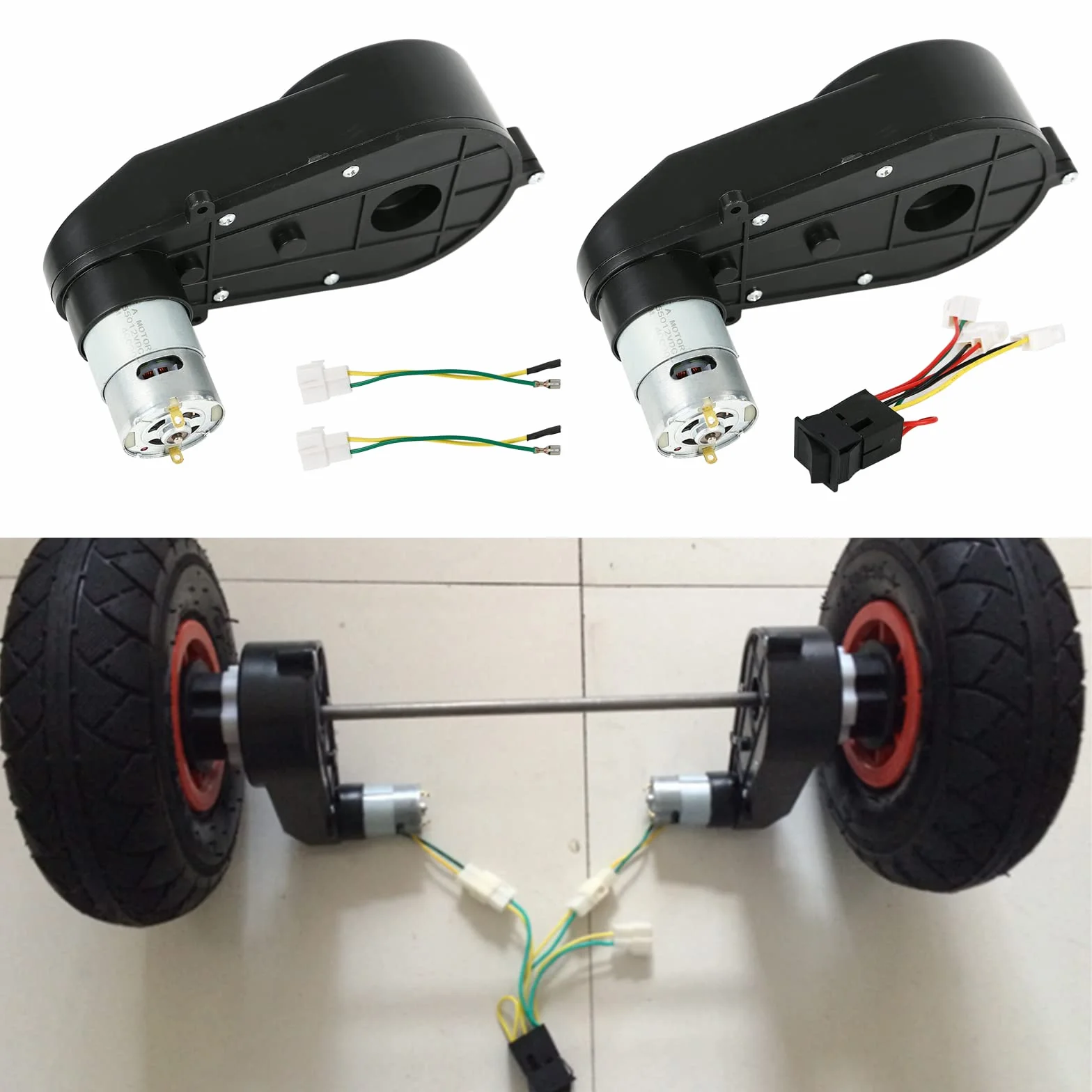 Kyaoayo (12V 40000RPM RS550 × 2) Motore Elettrico, Motore Elettrico per Auto Giocattolo per Bambini, Motore Elettrico con Cambio, per Bambini con Ruote Elettriche.