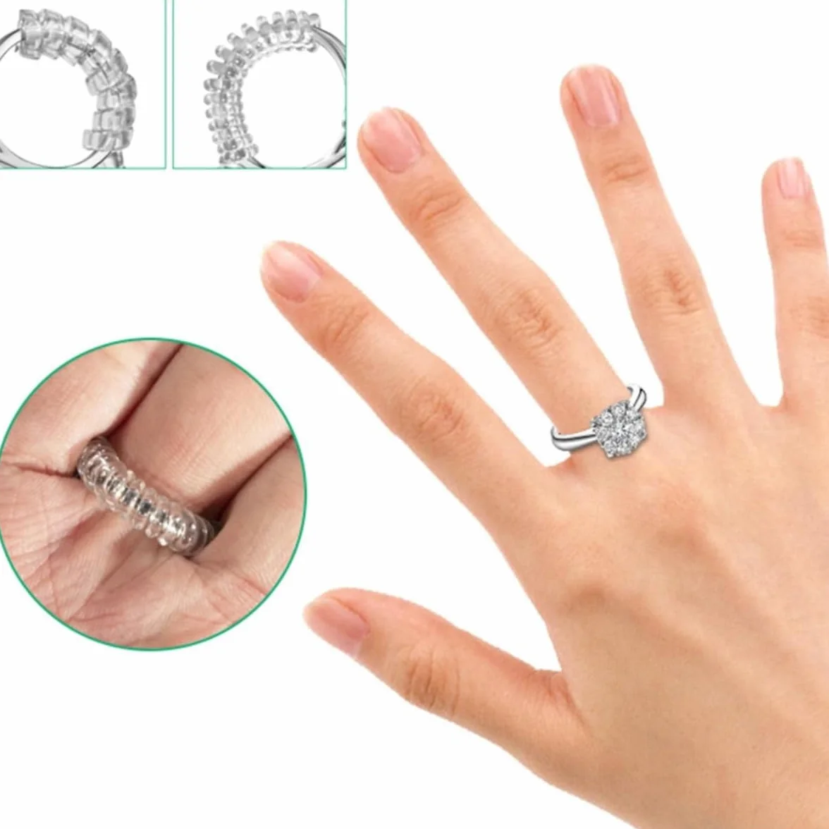 Riduttore Dimensione Anello, 12 Pezzi Invisible Ring Size Adjuster 2 Stili Stringi Anello Invisibile