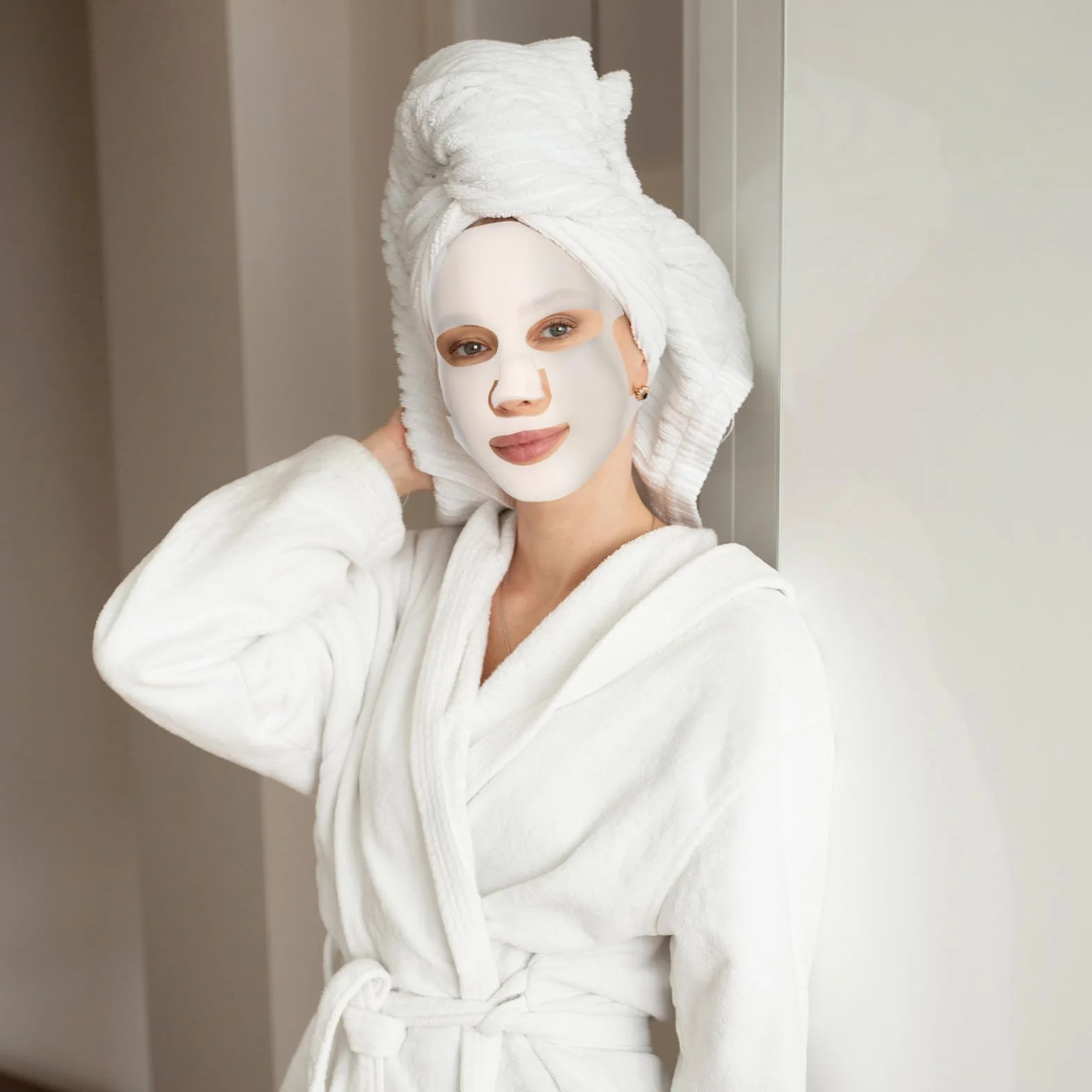 Qianyu 2 fogli copertura maschera facciale silicone riutilizzabile vapore viso idratante impermeabile 3D anti-rughe