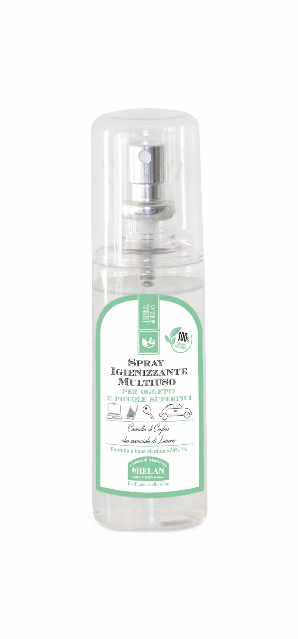Helan Spray igienizzante multiuso per oggetti e superfici 100% naturale ecologico