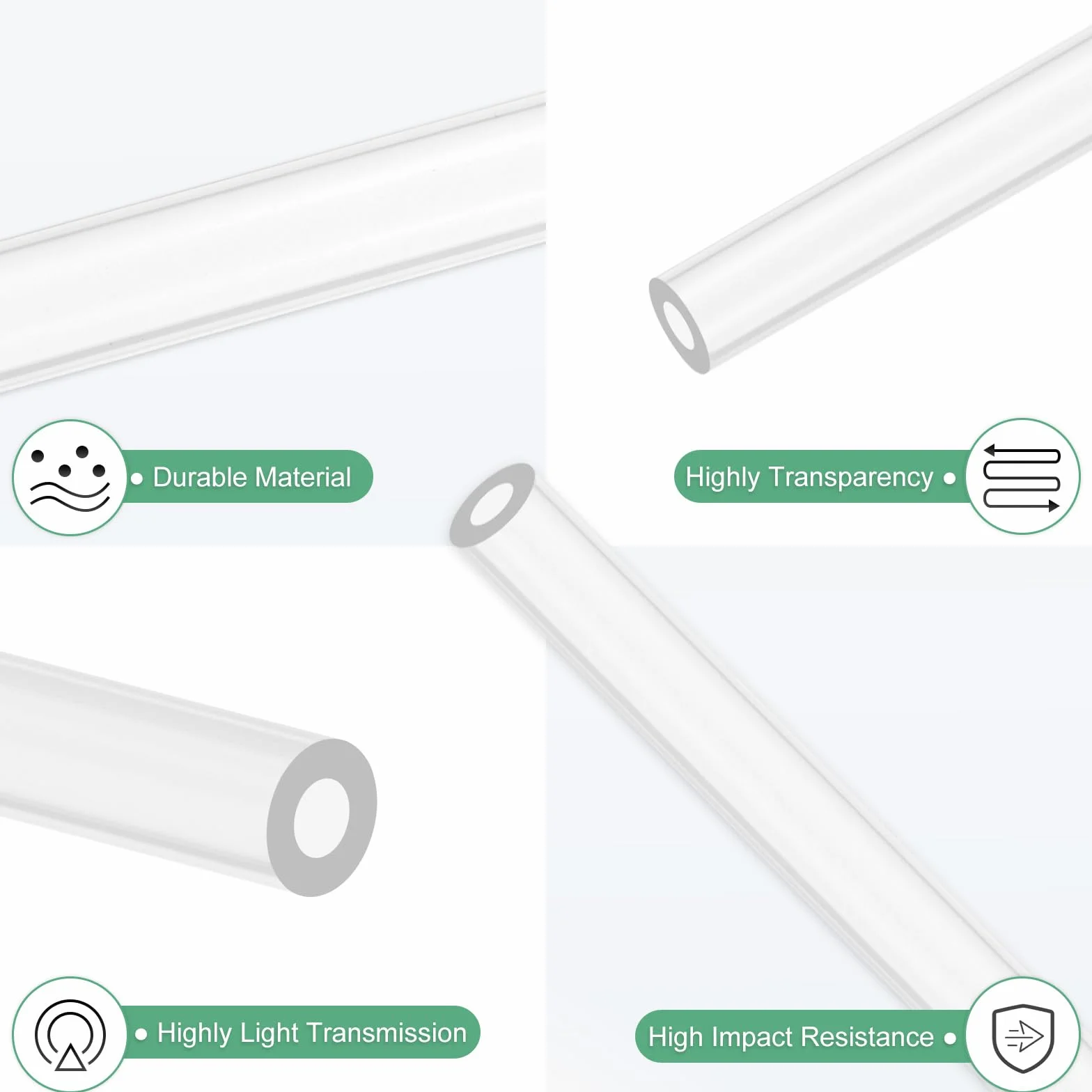 M METERXITY 4 Pcs Tubo Rigido In Acrilico Trasparente 1.5mm DI x 3mm DE Tubo Rotondo In Plastica 305mm