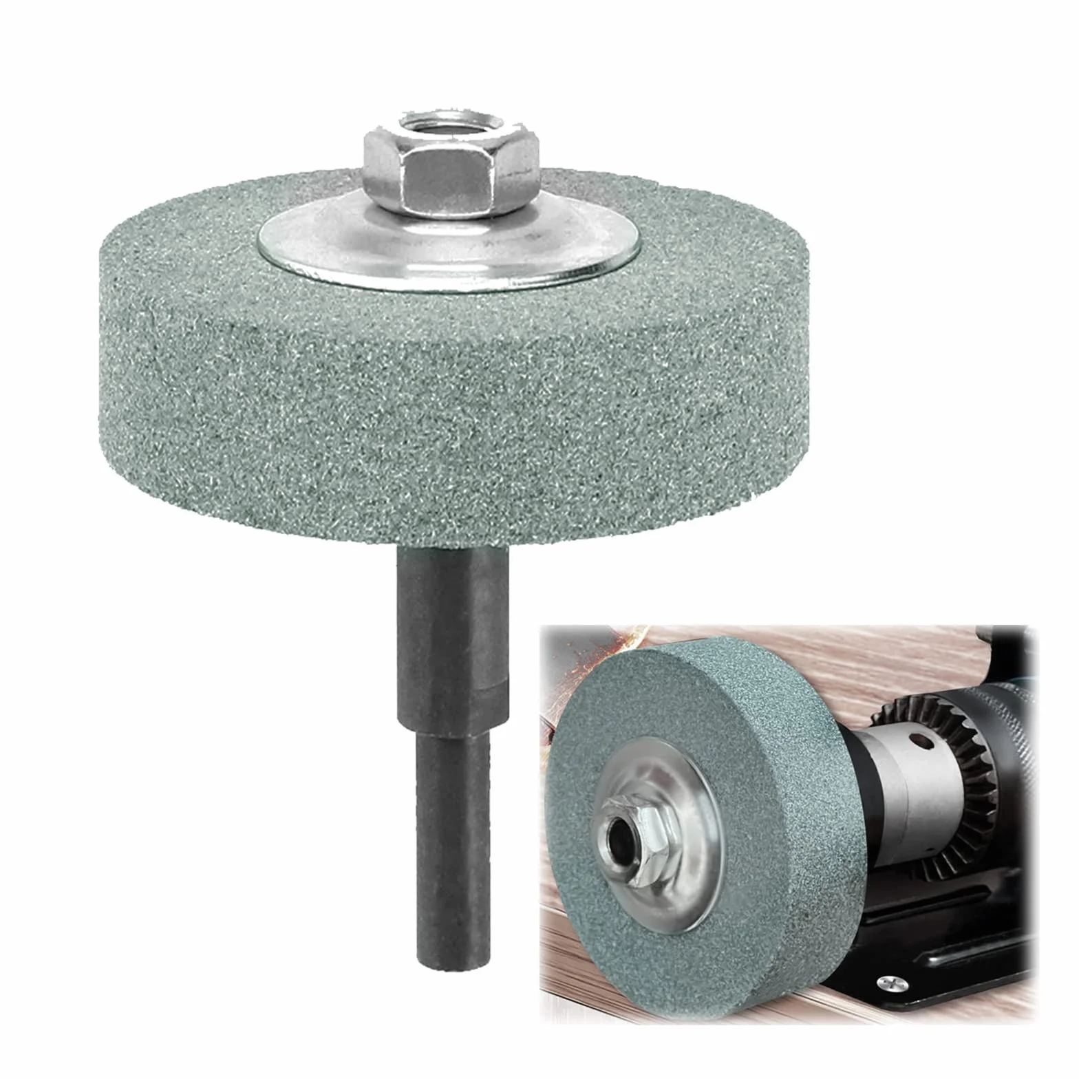 XZEIT Adattatore per Mola e Mola per Trapano, Kit di per Lucidatura, Testa di Molatura in Metallo, Conversione Trapano Elettrico in Smerigliatrice, Diametro Esterno 75 mm ID 10 mm verde