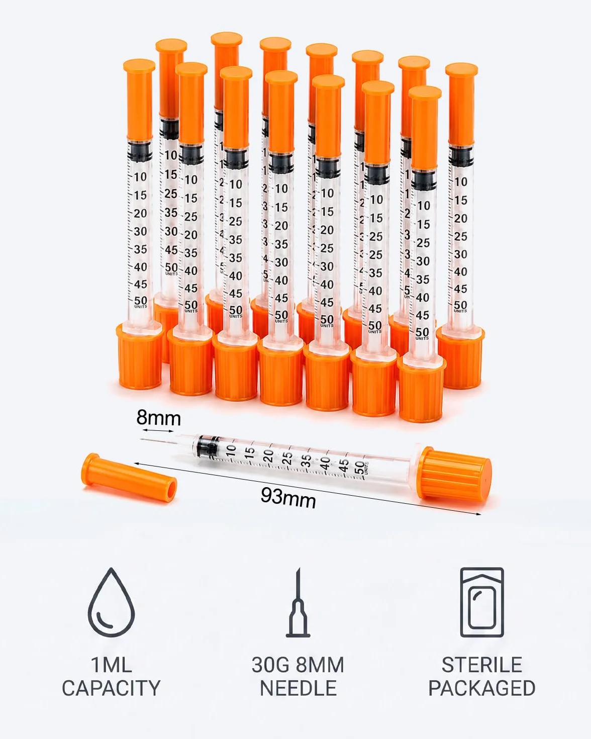 Siringhe monouso in plastica 1 ml 30 g x 8 mm per insulina laboratorio
