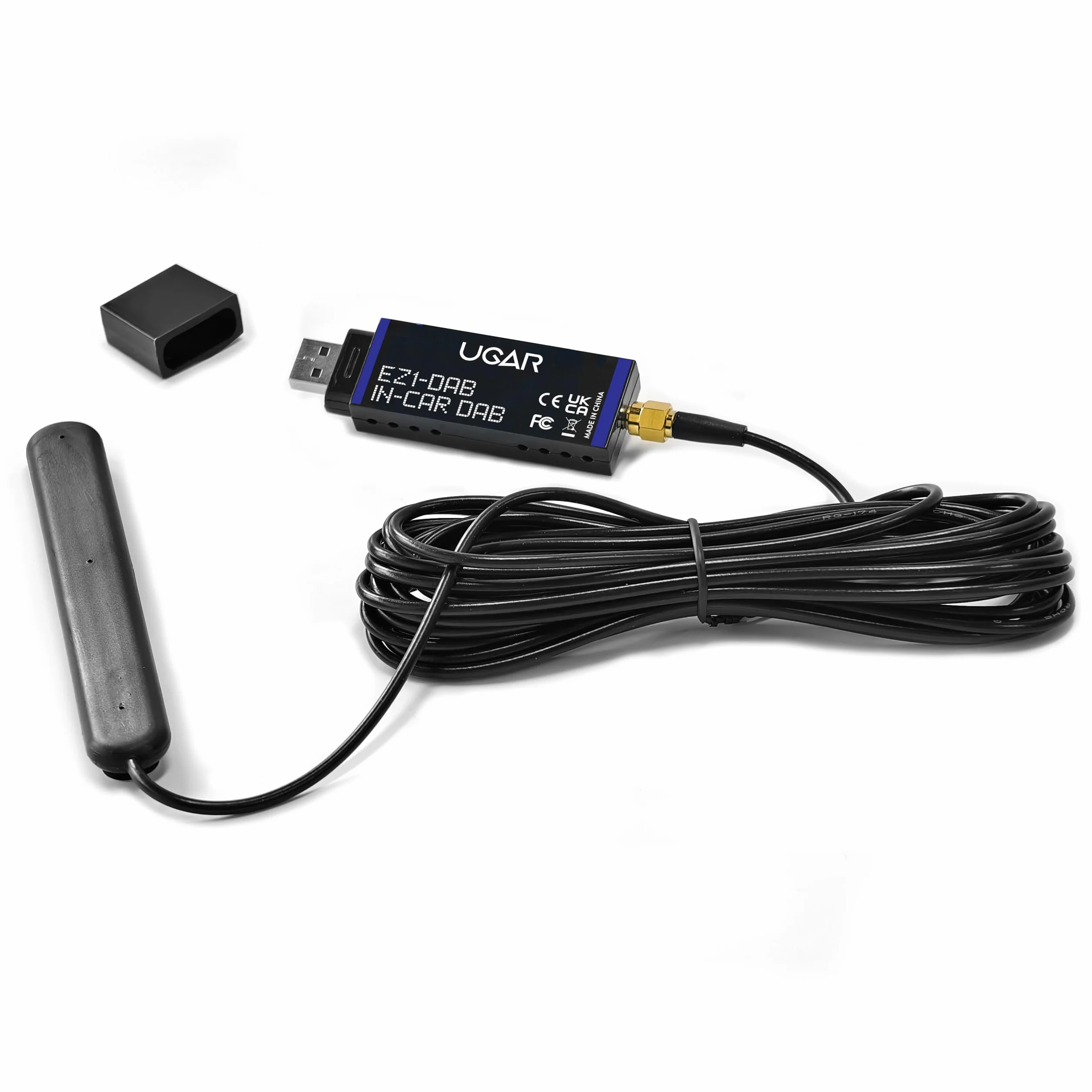 UGAR Dongle USB DAB+ Android con antenna DAB con montaggio interno in vetro riutilizzabile amplificata