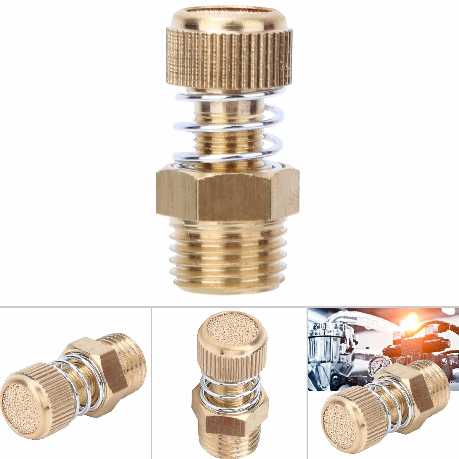 Silenziatore Pneumatico Filettato, Elettrovalvola Pneumatica in Ottone 10 Pezzi BSPT 1/4