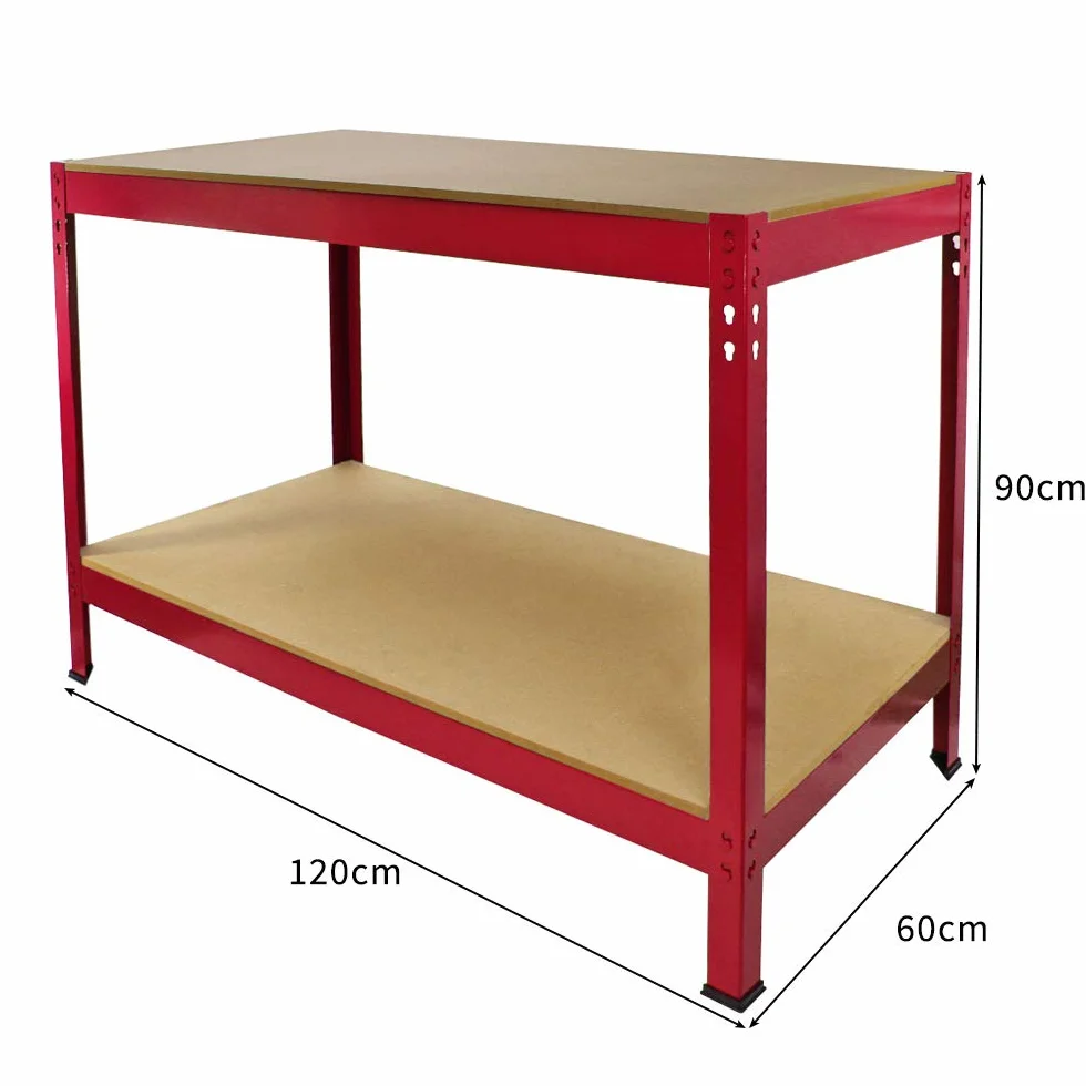 Monster Racking - Tavolo da Lavoro Q-Rax Banco ad Incastro in Acciaio Senza Bulloni 120cm x 60cm x 90cm - Rosso