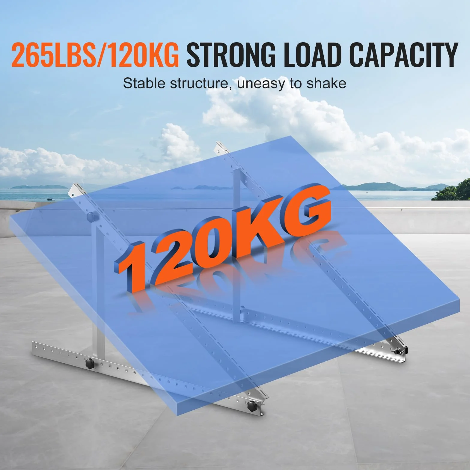VEVOR Staffe Montaggio Pannelli Solari 1270 mm Regolabile 0-90° 100-550 W Camper Barca