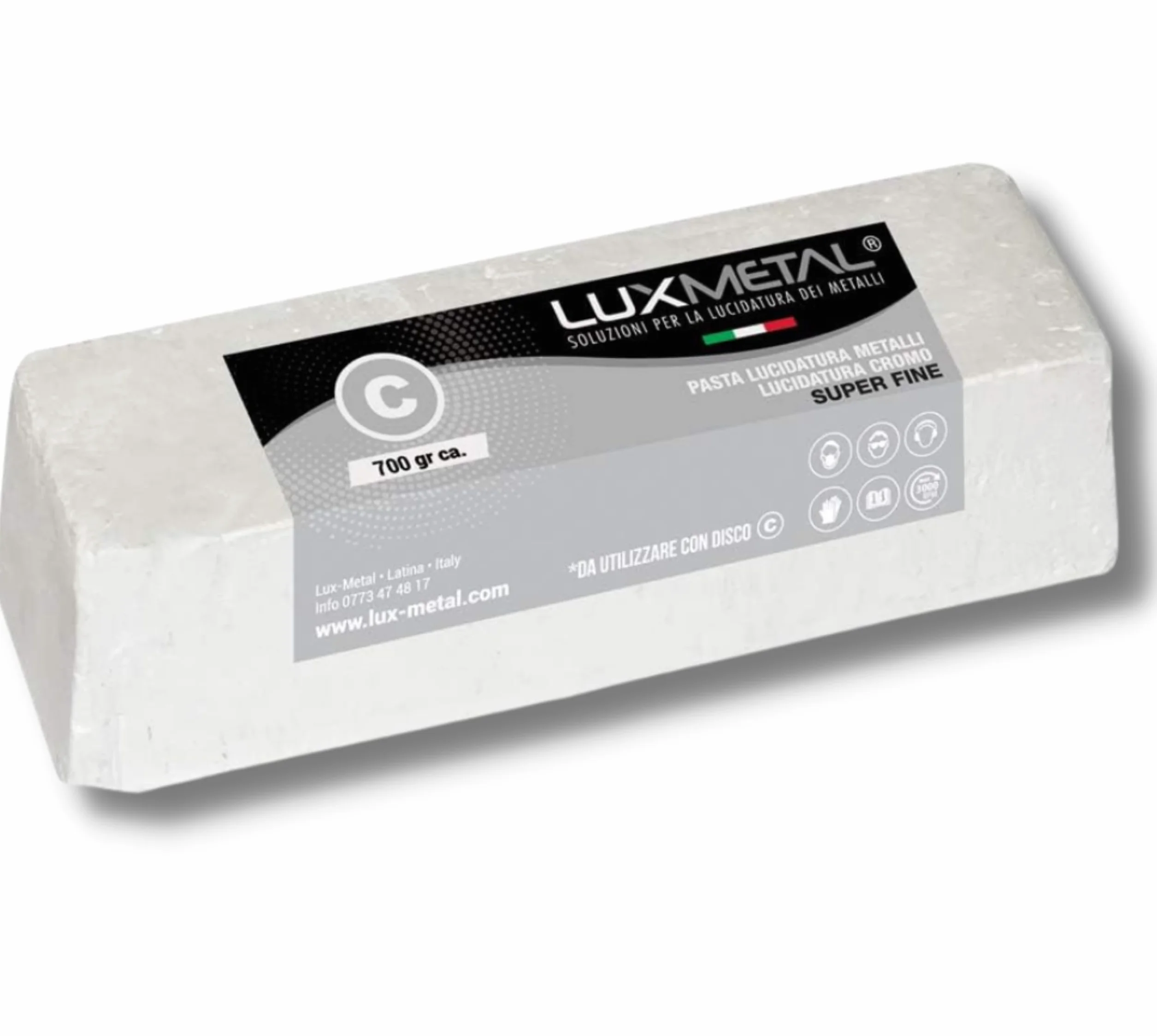 Lux Metal Pasta Abrasiva Lucidante Bianca S. Fine 700 gr Lucidatura Acciaio Inox Cera Per Lucidare Metalli Alluminio Ferro Lucida Cromature Legno Plexiglass Solida Marmo Ottone Rame Plastica Argento