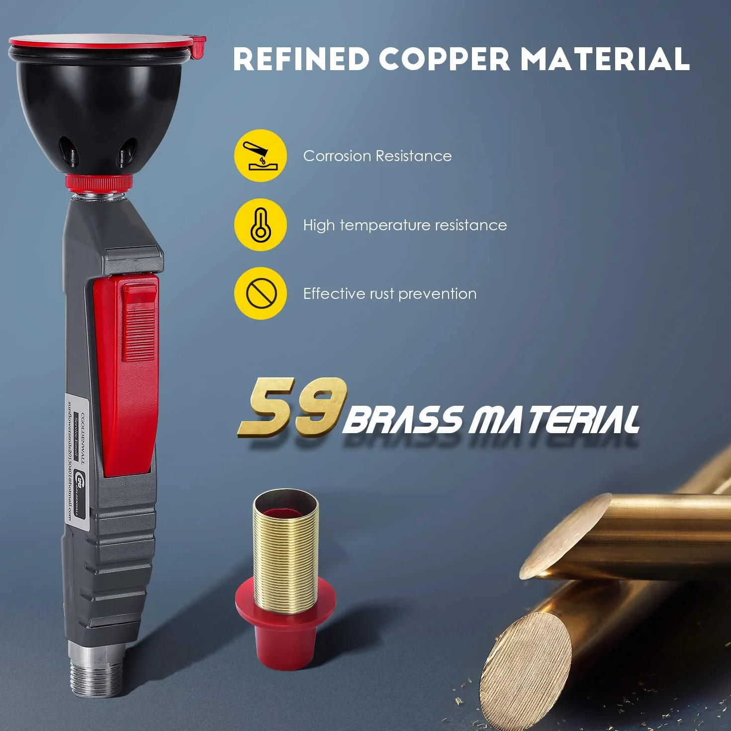 CGOLDENWALL Lavaocchi Emergenza Portatile Manuale, Getto Doppia Filtrazione, Tubo Acciaio Inox 1.5m, Rame Zincato, Attivazione Istantanea