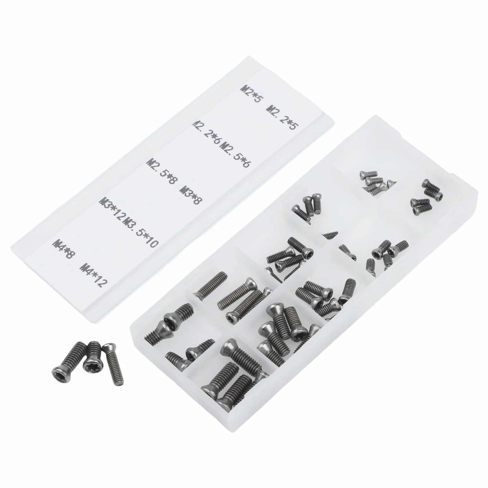 Set di 50 viti portautensili per tornio CNC M2 M2,2 M2,5 4 mm per inserti in metallo duro nero