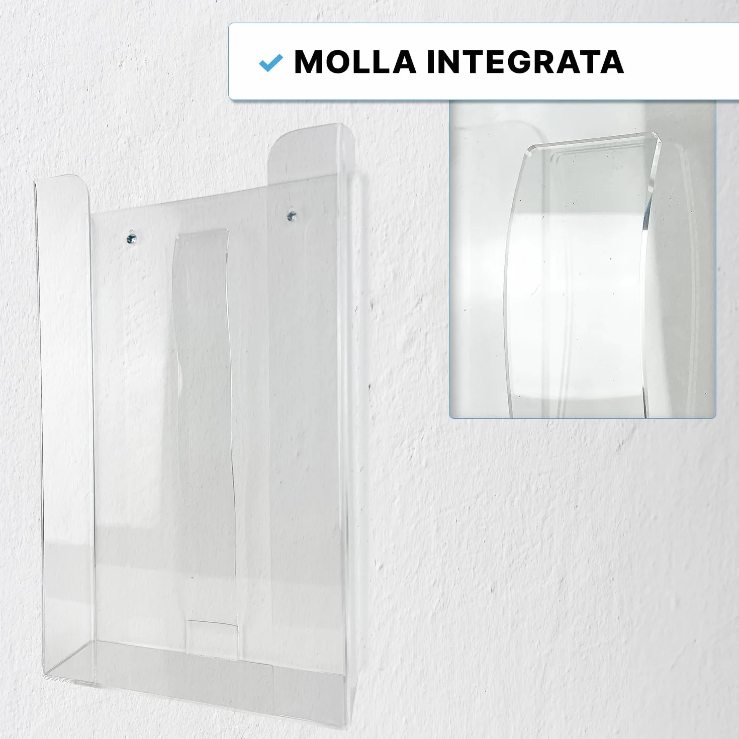ARNOMED Porta guanti in lattice 3 dispenser parete per 3 scatole acrilico trasparente 24,6x8,1x41 cm