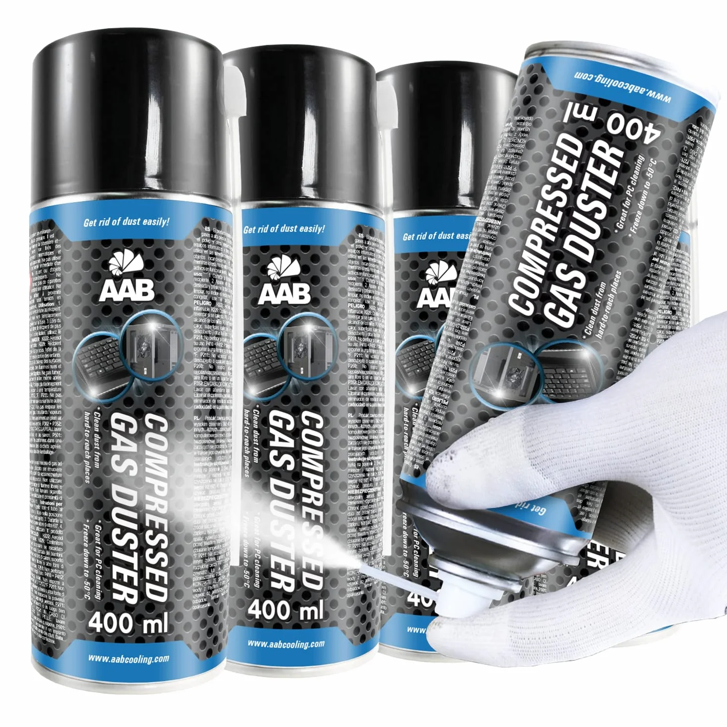AABCOOLING Detergente spray a freddo 4 x 400 ml, spray ad aria compressa, Icespray per congelamento rapido, facile raffreddamento di parti meccaniche ed elettroniche, spray per ghiaccio, refrigeratore