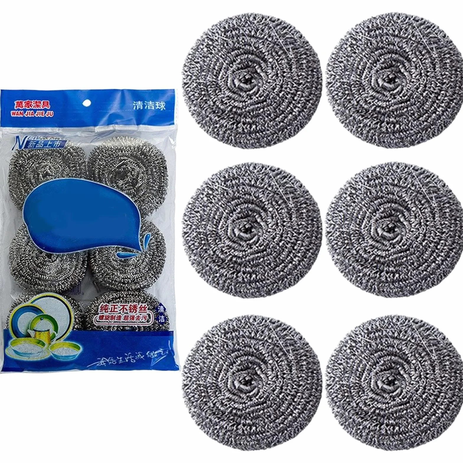 Spazzola In Acciaio Per Pentole | Utensile per Pulizia Bagno | 6 Pezzi Pagliette in Acciaio Inossidabile Antigraffio per Casa Cucina Lavello Stoviglie Pentole Barbecue Ristorante
