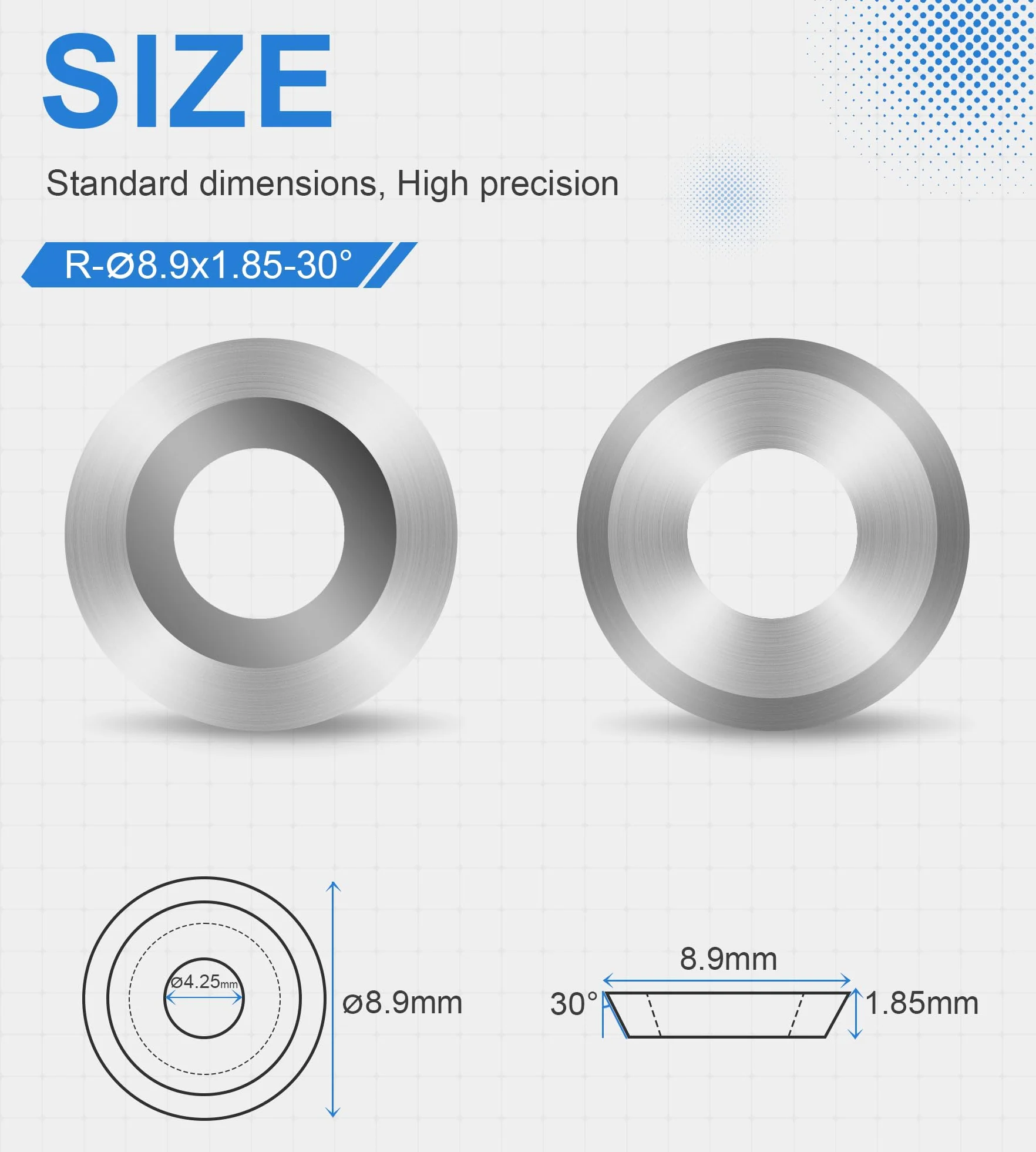 Inserti Rotondi in Carburo di Tungsteno 8.9mm Ci5 per Tornio Legno,Per Legno Duro, Lavorazione Curve e Intaglio, 3pezzi