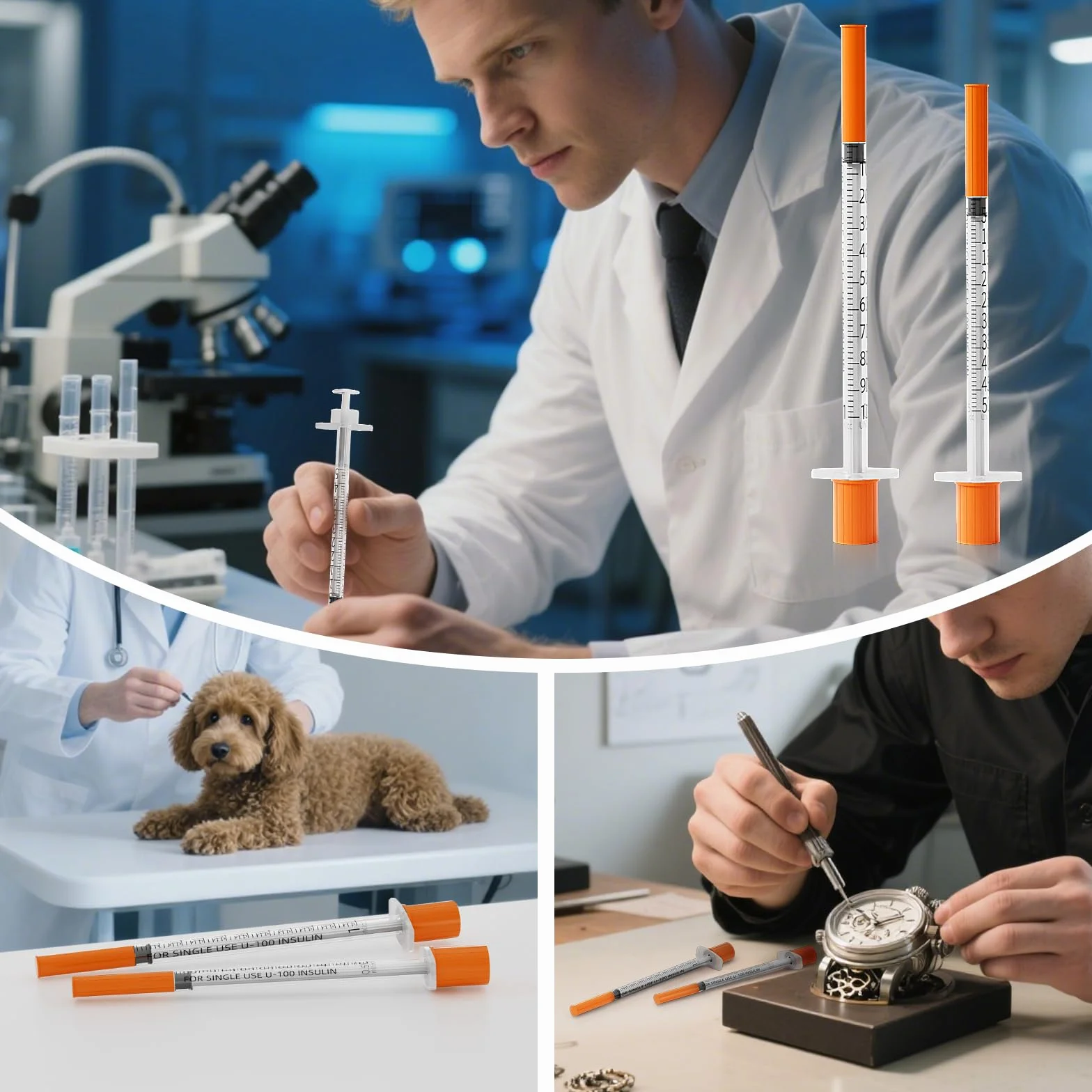 Siringa con scala Tubo di plastica 1 ml 31 G 6 mm accessori da laboratorio 20 pezzi