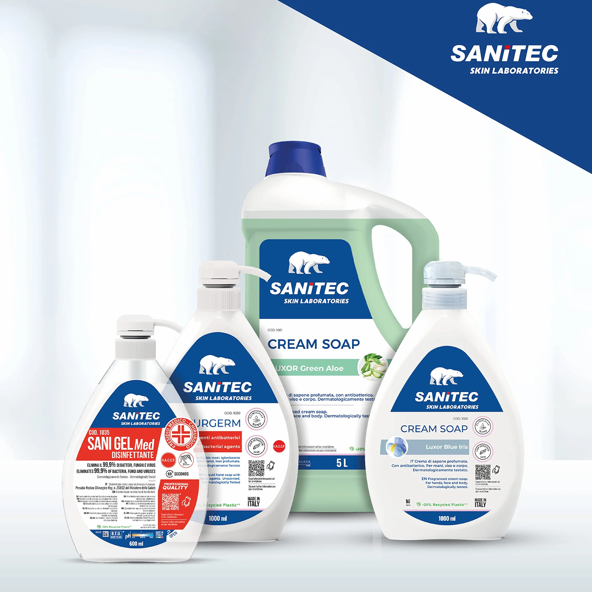 Sanitec Sani Gel Med Disinfettante Mani a Base di Alcol senza Risciacquo 6x600 ml