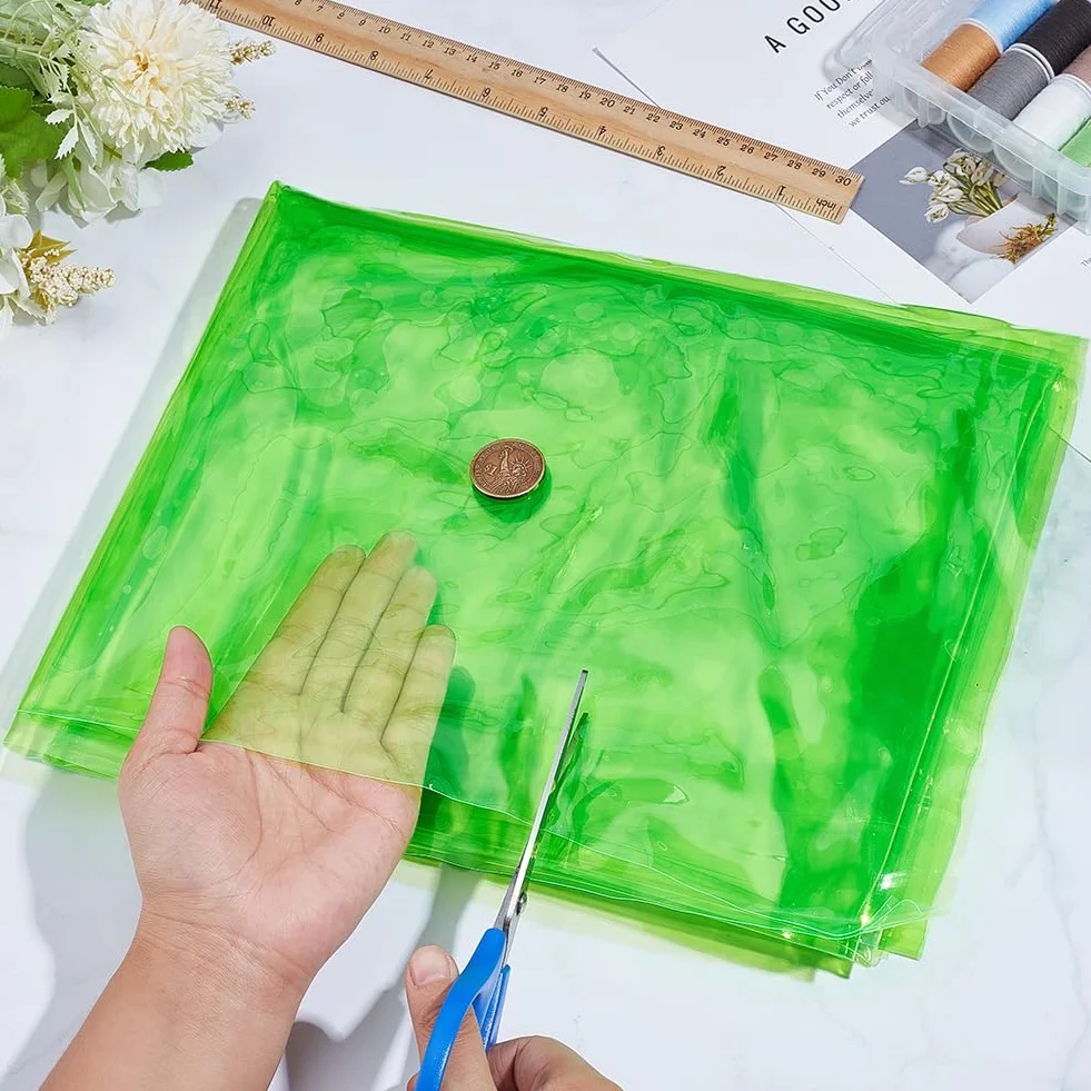 AHANDMAKER Vinile in PVC trasparente, 121,9 x 91,4 cm, in plastica trasparente, fluorescente, tinta unita, impermeabile, per fai da te, fiocchi, orecchini, borse, borse, cucito, artigianato e
