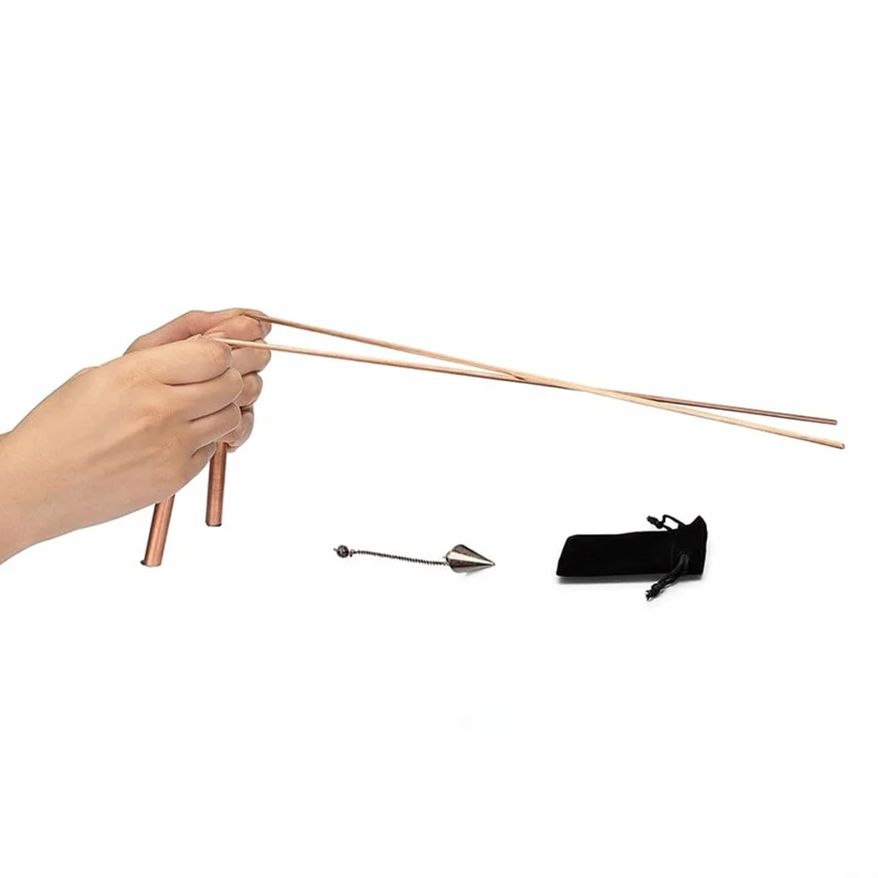 Kit per rabdomanzia e pendolo in rame, strumento di divinazione in rame puro al 99,9%, design telescopico per trovare acqua, rilevazione minerali, terapia energetica