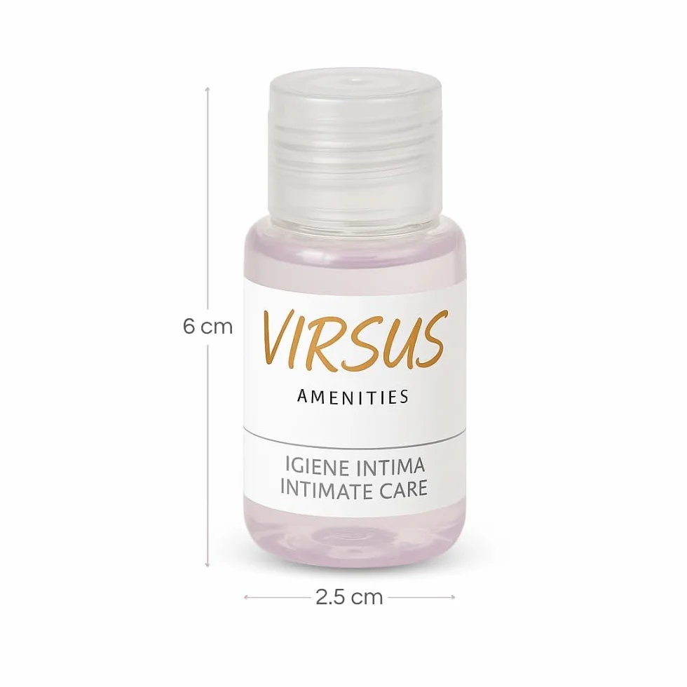 Virsus Flaconi Igiene Intima 20 ml, Flaconcini con Tappo Richiudibile per Hotel B&B Linea Cortesia 50 pezzi