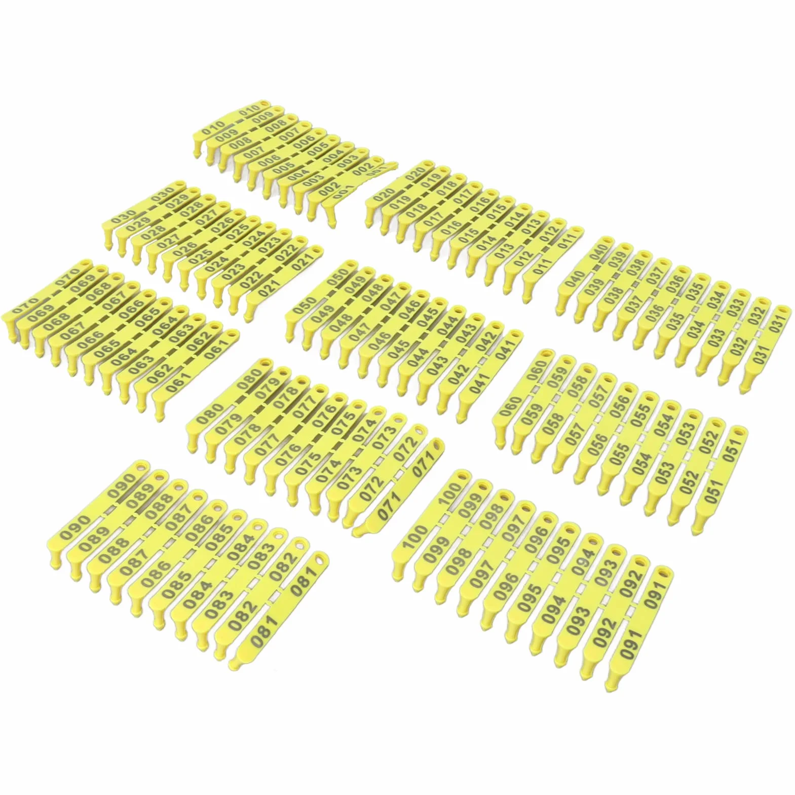 100PCS Etichetta Auricolare per Pecora con Lettere Orecchio di Agnello 001-100 Numero Etichetta per Bestiame in Plastica Integrata Colorfast Orecchio per Bestiame per Bovini