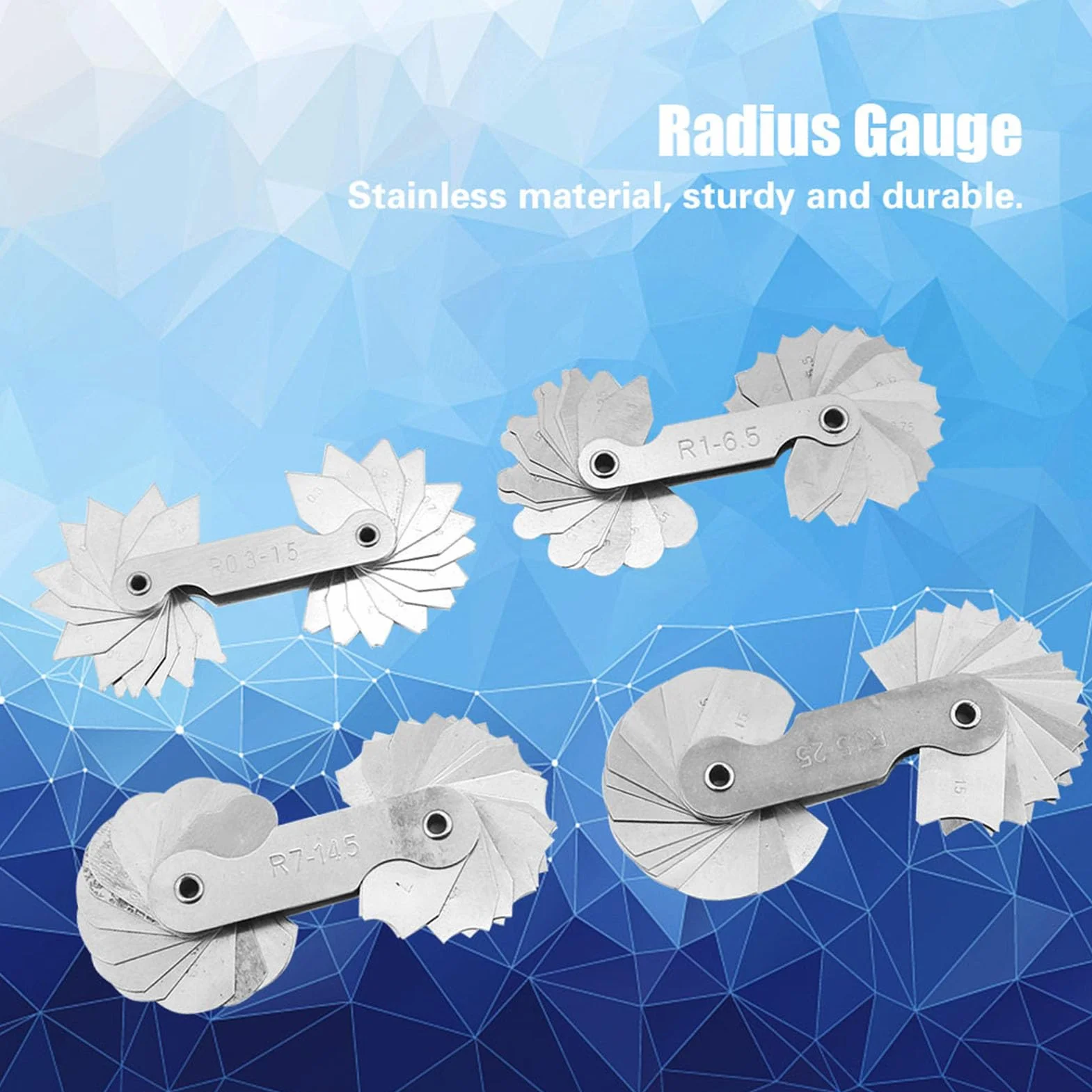 Raggio Strumento di misura convesso concavo in acciaio inossidabile R0.3-1.5 R1-6.5 R7-14.5 R15-25 per costruttori utensili stampi