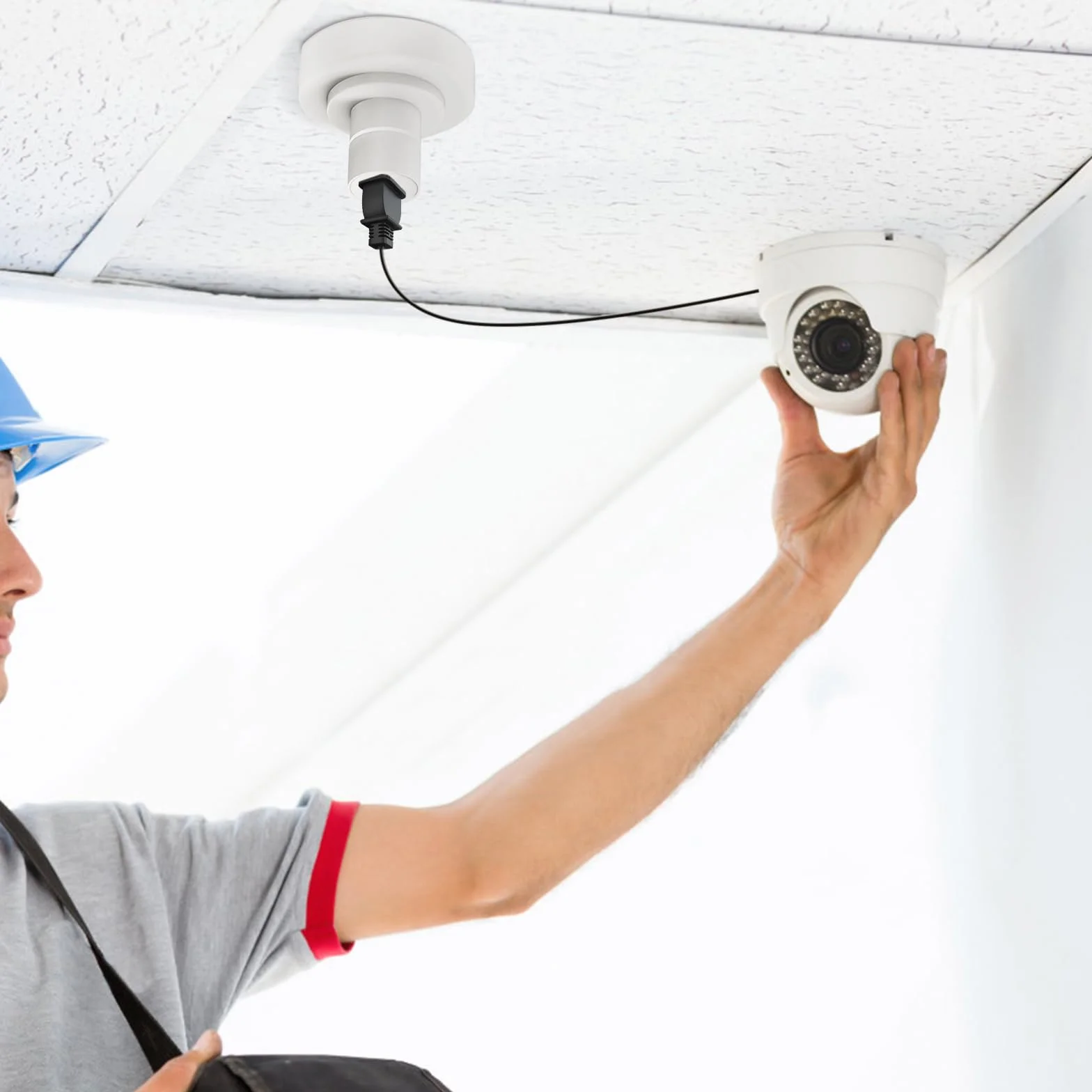 Veemoon 2 adattatori per prese a incandescenza E27, attacco per lampada, attacco a vite, convertitore E27, adattatore per presa di corrente per veranda, fotocamera, , garage (2 poli, bianco)