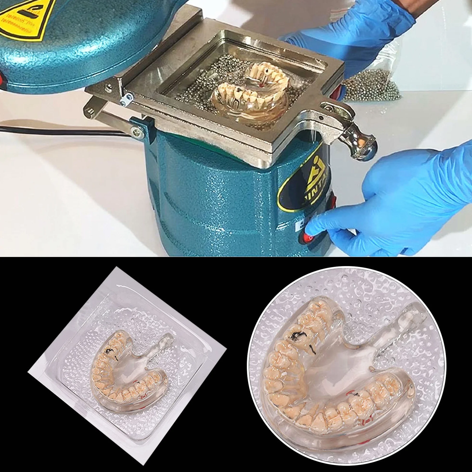 Foglio Materiale Termoformato per Splint Dentale 1.0/1.5/2.0mm Modello Protesi Orale 12,7x12,7cm Morbido Duro 15 Pezzi