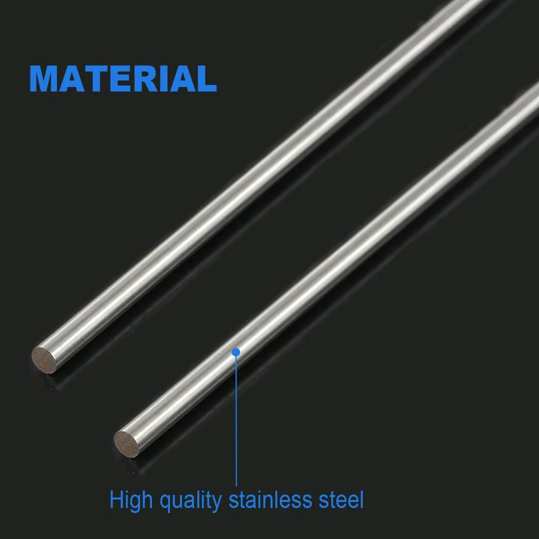 Glarks Barra per tornio in acciaio INOX 6 mm x 356 mm 2 pezzi per modellini RC